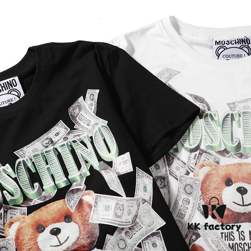 6931a59dccd8ab3d7af99f0f Moschino New Arrival Bear Print Logo Digital Printing Design Black and White S-XXL