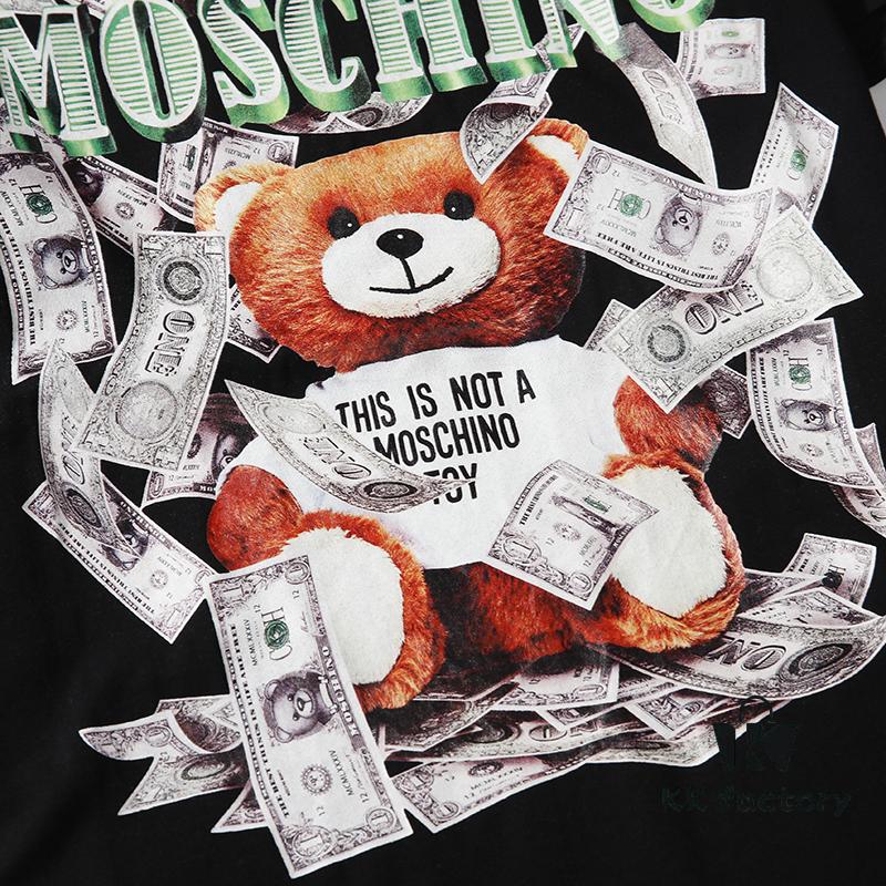 6931a59dccd8ab3d7af99f14 Moschino New Arrival Bear Print Logo Digital Printing Design Black and White S-XXL