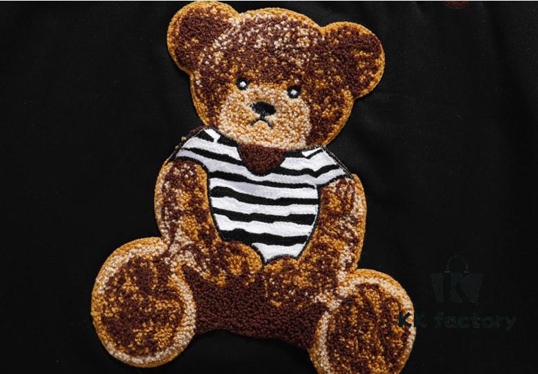 6931a5a3ccd8ab3d7af99f72 MoS 2021 Spring New Arrival Short Sleeve T-Shirt with Flocked Bear 🐻 and Embroidered Letter Logo Unisex Black and White S-XXL