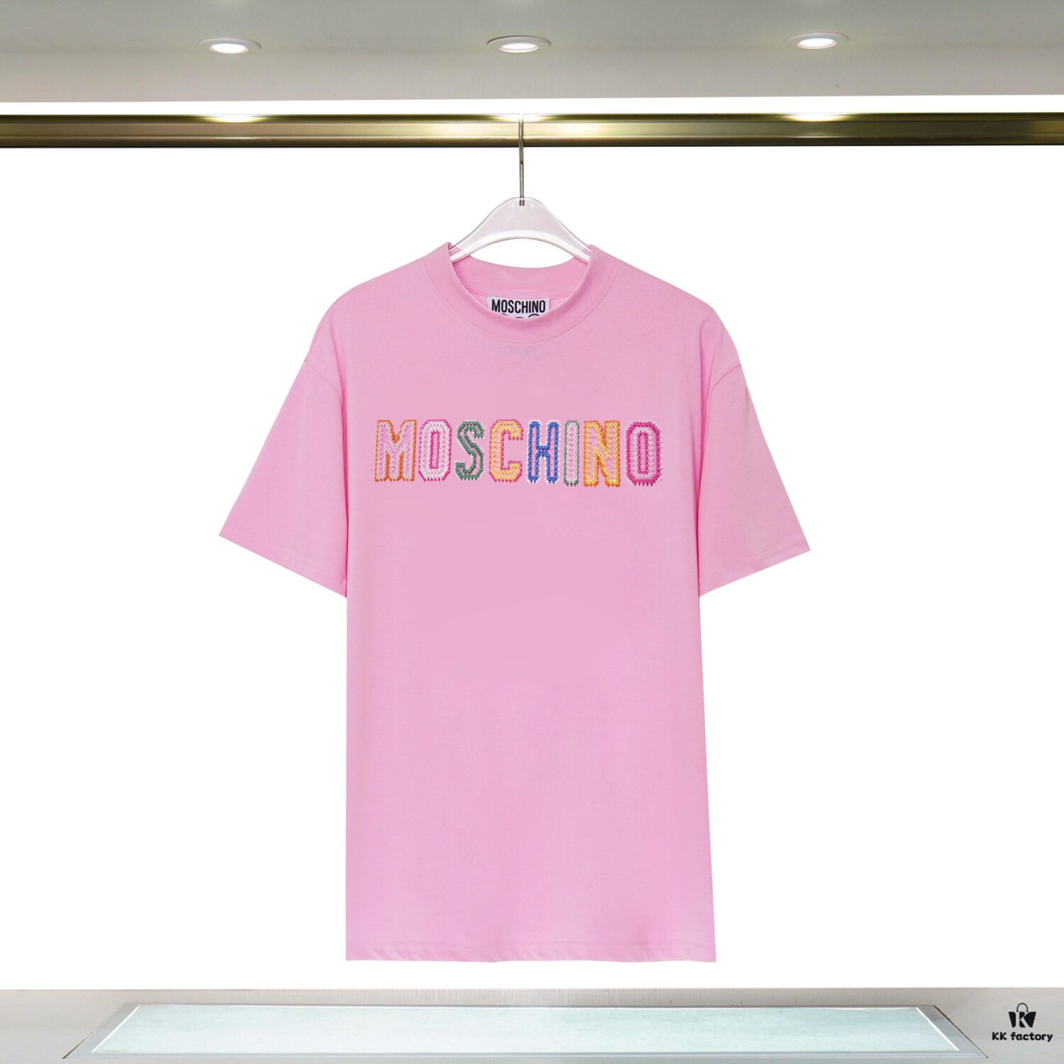 6931a5a7ccd8ab3d7af99fc9 Q628#♈️ Fine Cotton Double-Yarn MOSCHINO New Short Sleeve T-Shirt, 230g Double-Ply 32s Pure Cotton Fabric with Special Machine Embroidery, Unisex Design