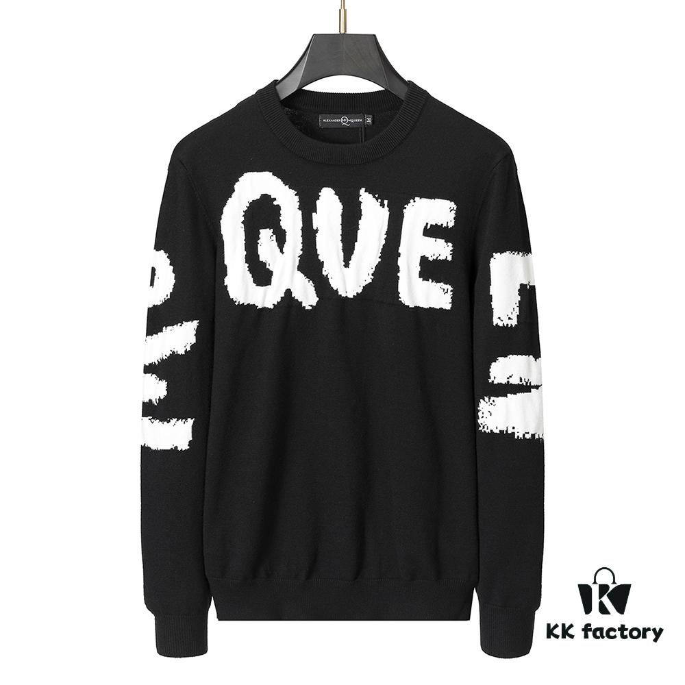 Winter New Round Neck Pullover Sweater 3066# - Classic McQueen Letter Jacquard, Stylish, High-End and Elegant, Thickened for Comfort and Warmth