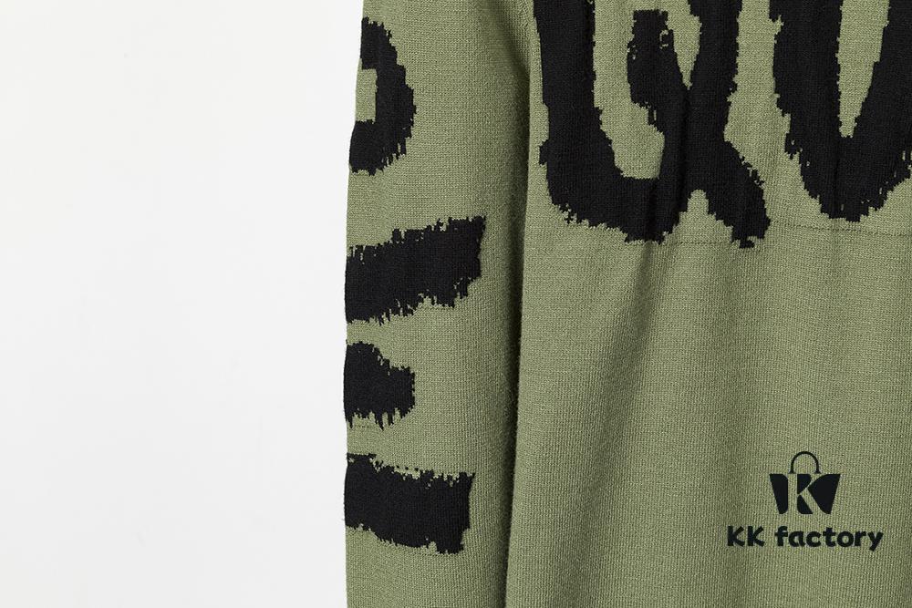 6931a5a9ccd8ab3d7af99fe7 Winter New Round Neck Pullover Sweater 3066# - Classic McQueen Letter Jacquard, Stylish, High-End and Elegant, Thickened Comfortable Warm Clothing in Military Green