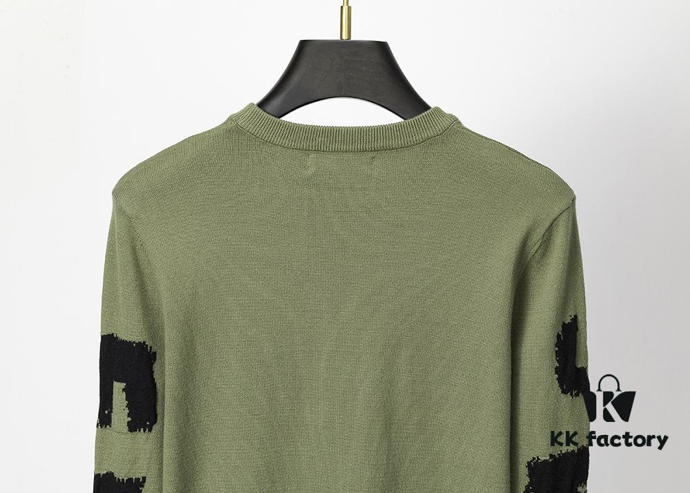 6931a5a9ccd8ab3d7af99fea Winter New Round Neck Pullover Sweater 3066# - Classic McQueen Letter Jacquard, Stylish, High-End and Elegant, Thickened Comfortable Warm Clothing in Military Green