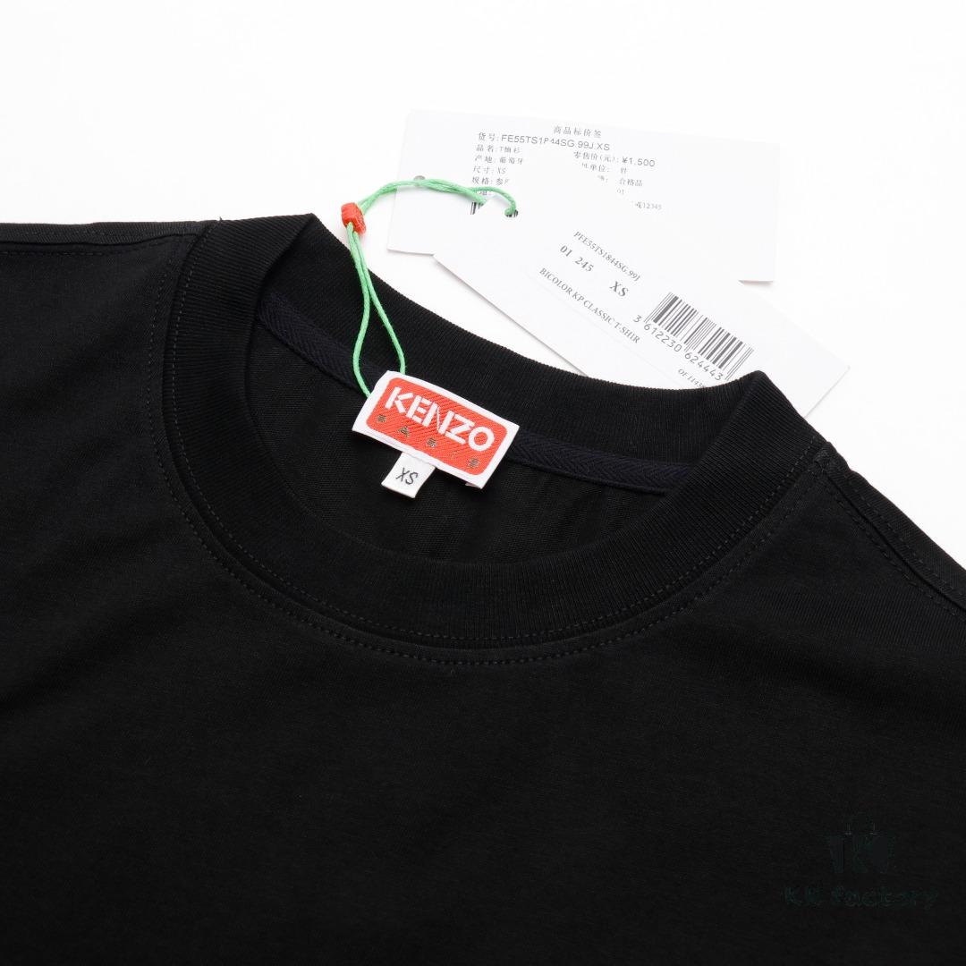 6931a5adccd8ab3d7af9a02f KENZO KZ 25 Early Spring New Arrival Black Label White Embroidered Letter Short Sleeve T-Shirt