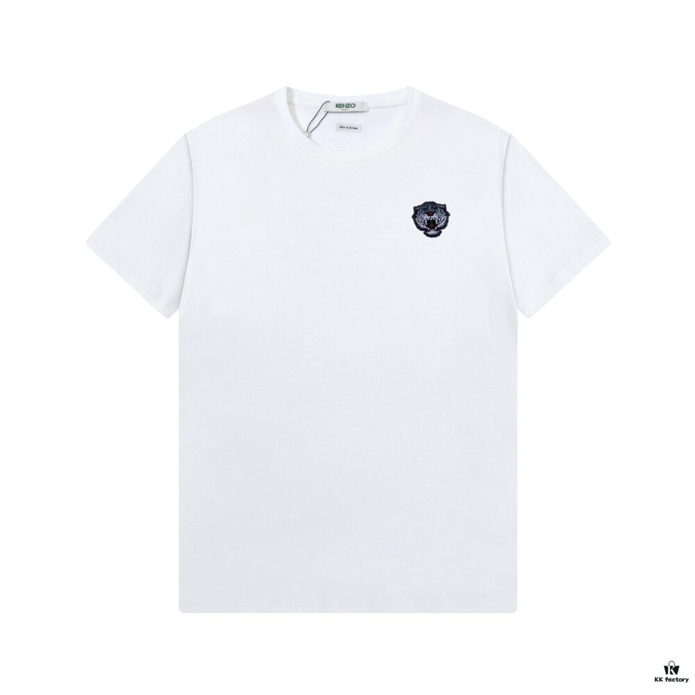 6931a5b1ccd8ab3d7af9a071 KEZNO – 2025 New Spring/Summer Premium 270g Silk-Cotton Short Sleeve T-Shirt with Embroidered Tiger Head Design, 3D Embossment Exuding Mature Elegance, Minimalist Classic Logo, Ideal Choice for Spring and Summer Wear