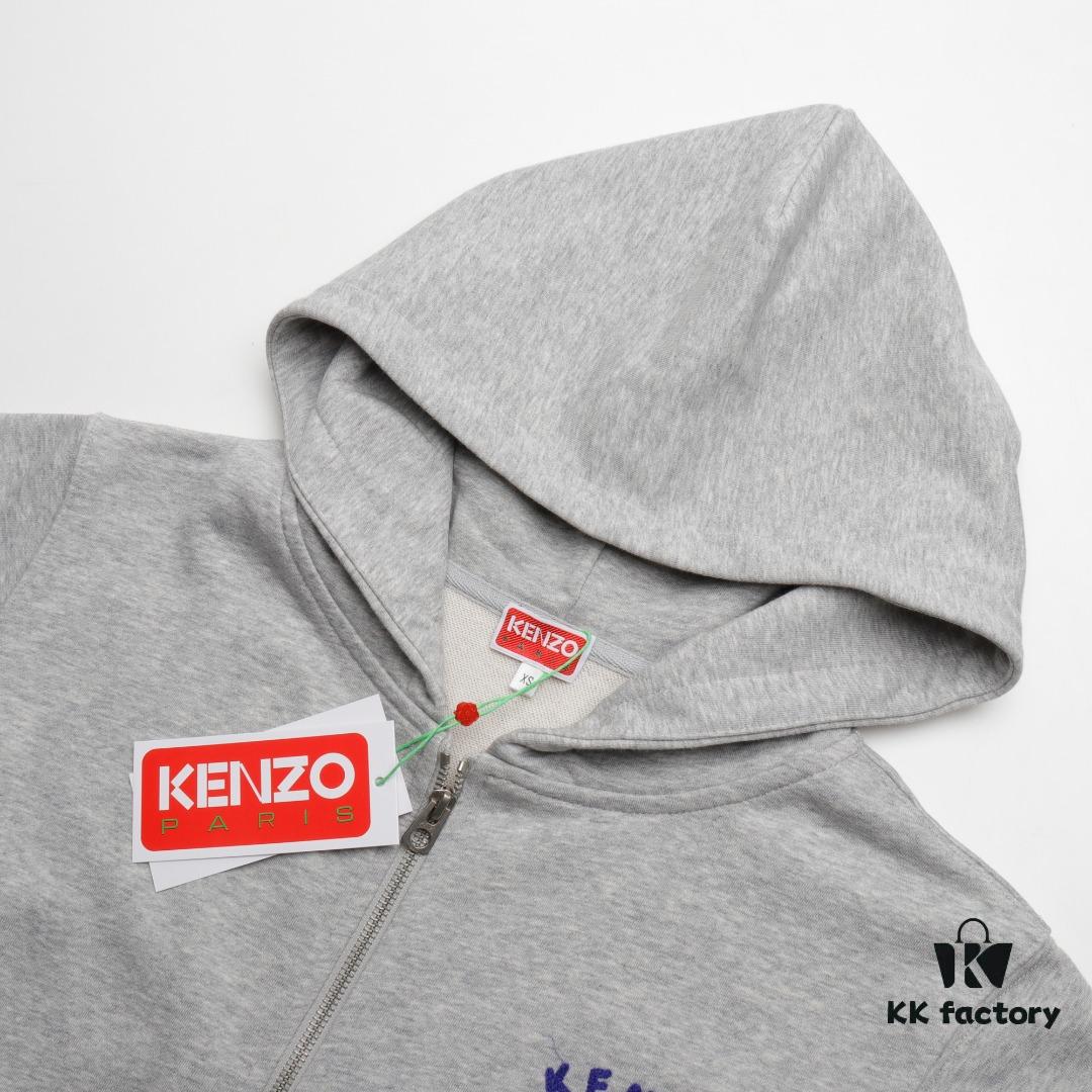 6931a5b3ccd8ab3d7af9a09c KENZO KZ 23FW Blue Floral Zip-Up Hoodie
