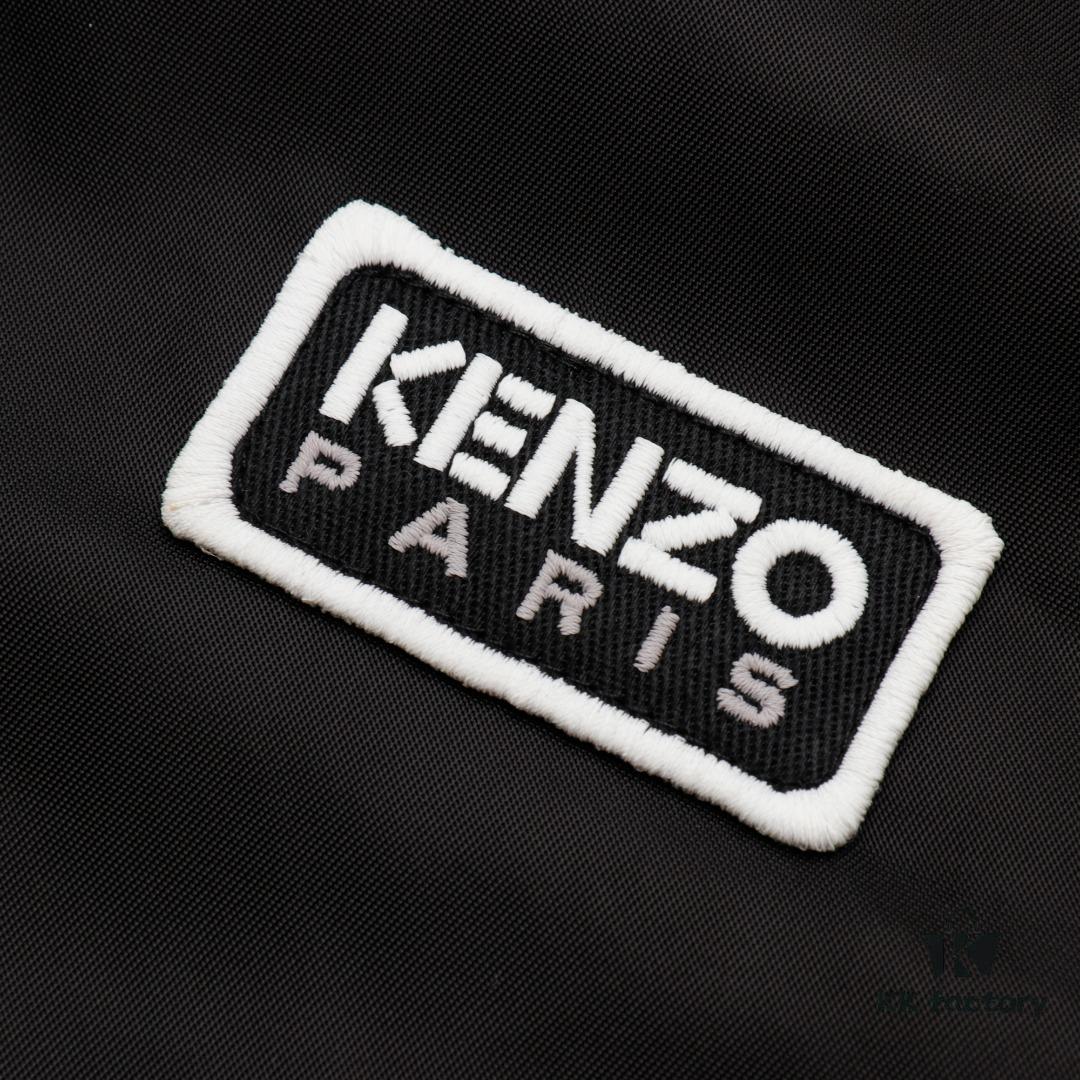 6931a5b8ccd8ab3d7af9a0f4 KENZO KZ 24 New Arrival Black Label White Embroidery Lightweight Cotton Stand-Collar Jacket