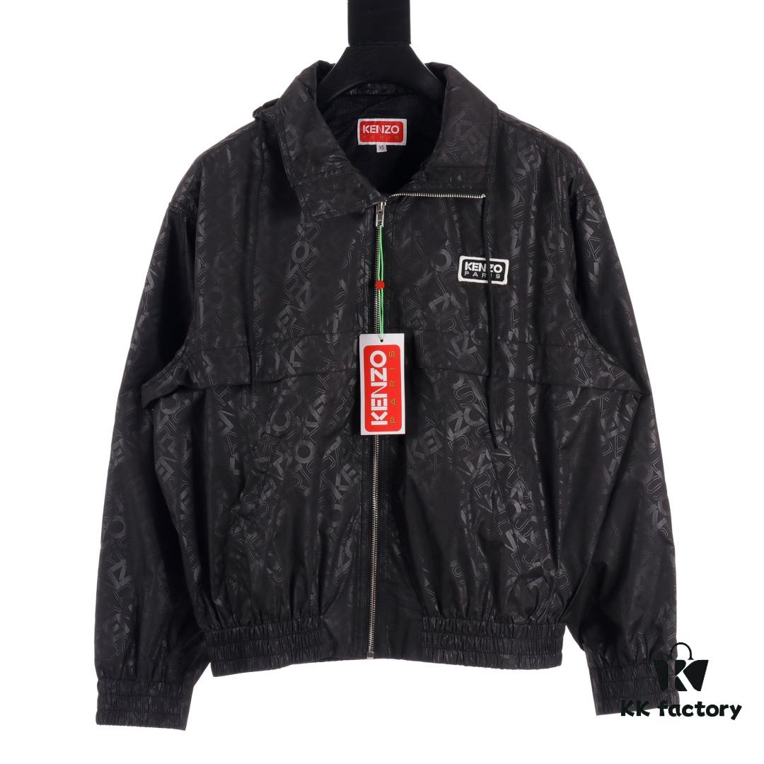 6931a5b9ccd8ab3d7af9a104 KENZO Takada KZ Windbreaker Series All-Over Letter Print Hidden Hood Zip-Up Jacket