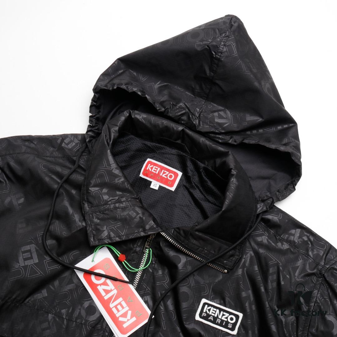 6931a5b9ccd8ab3d7af9a105 KENZO Takada KZ Windbreaker Series All-Over Letter Print Hidden Hood Zip-Up Jacket