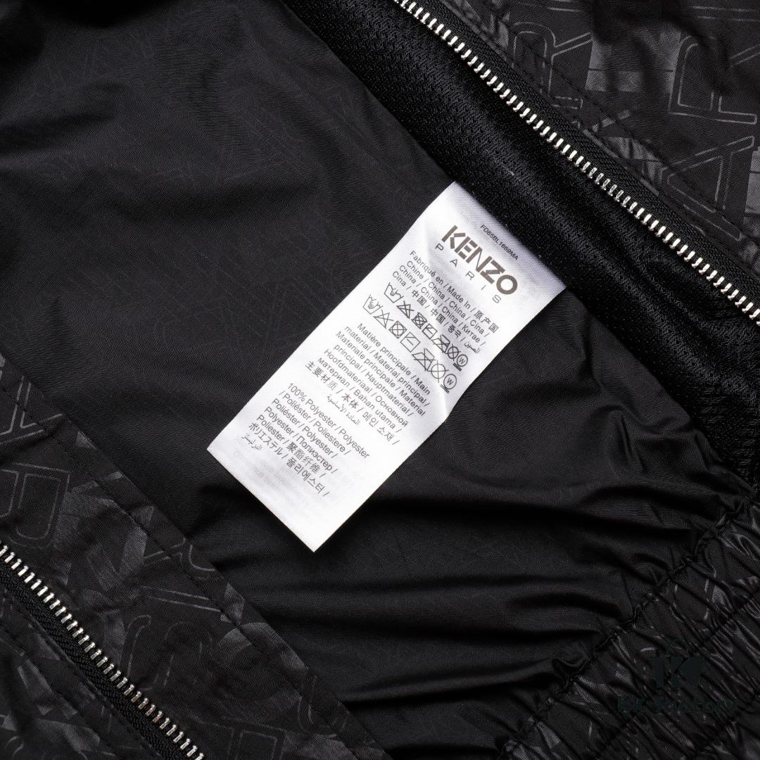 6931a5baccd8ab3d7af9a10b KENZO Takada KZ Windbreaker Series All-Over Letter Print Hidden Hood Zip-Up Jacket