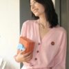 6931a5c2ccd8ab3d7af9a17f KENZO Classic V-Neck Embroidered Logo Unisex Knit Cardigan - Begonia Flower Design