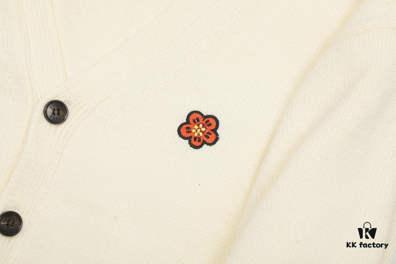 6931a5c2ccd8ab3d7af9a18d KENZO Begonia Flower V-Neck Embroidered Logo Unisex Knit Cardigan