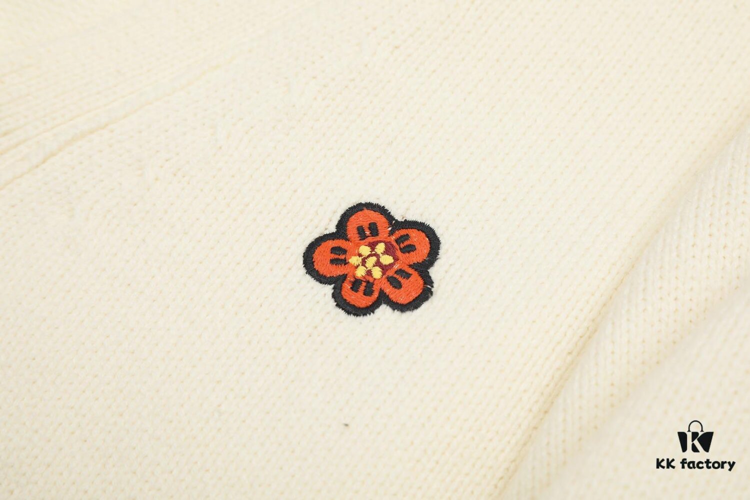 6931a5c2ccd8ab3d7af9a18e KENZO Begonia Flower V-Neck Embroidered Logo Unisex Knit Cardigan