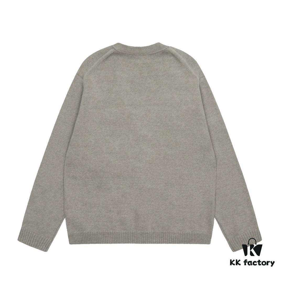 6931a5c3ccd8ab3d7af9a195 KENZO Begonia Flower V-Neck Solid Color Embroidered Logo Unisex Knit Cardigan
