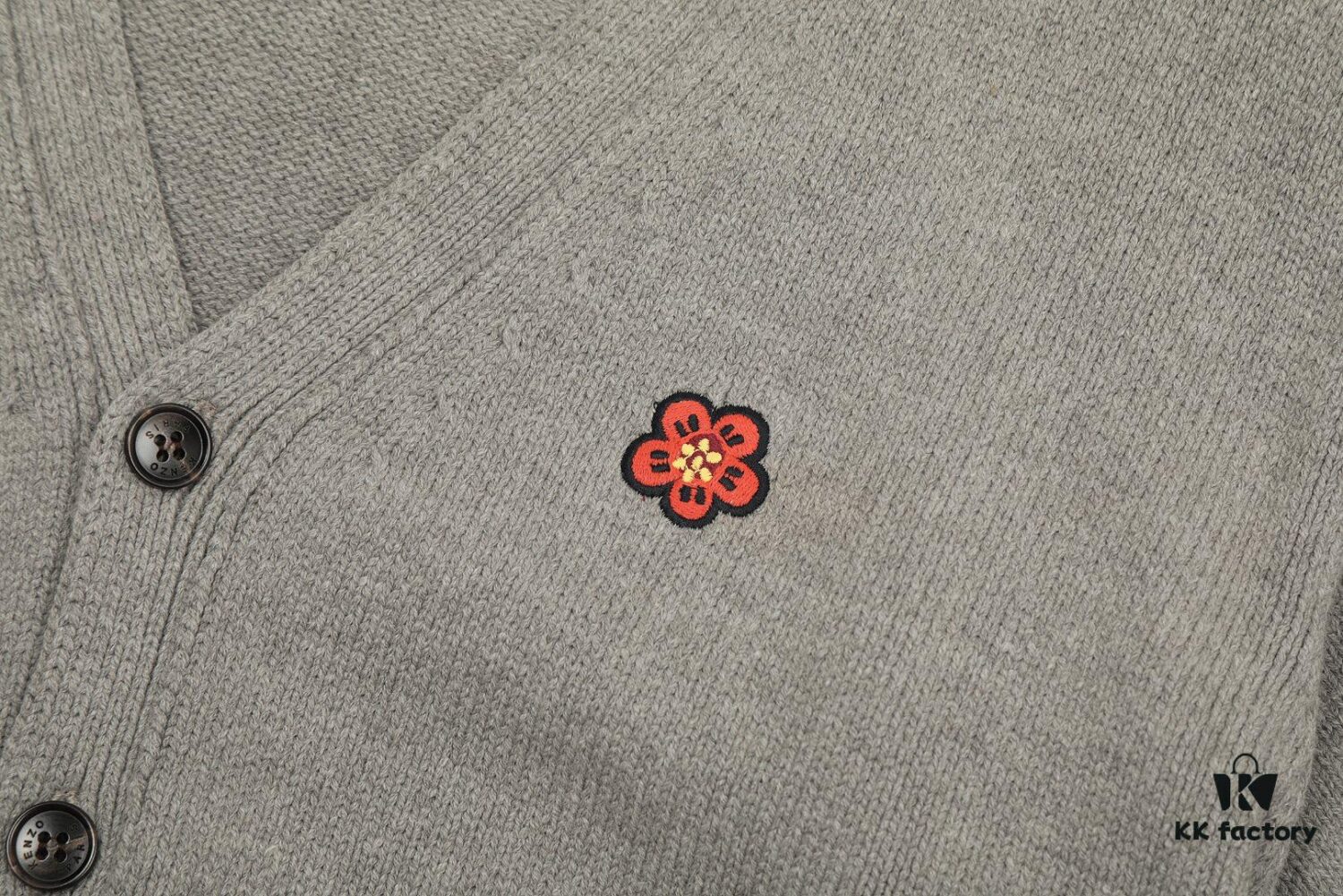 6931a5c3ccd8ab3d7af9a197 KENZO Begonia Flower V-Neck Solid Color Embroidered Logo Unisex Knit Cardigan
