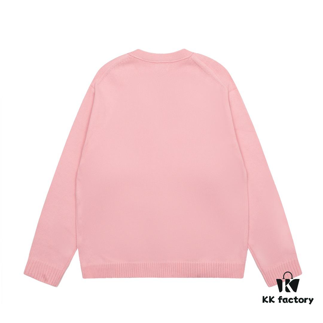 6931a5c3ccd8ab3d7af9a19f KENZO Begonia Flower V-Neck Solid Color Embroidered Logo Unisex Knit Cardigan
