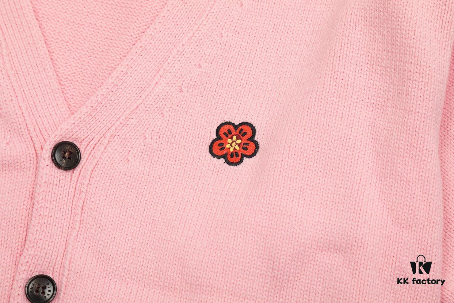6931a5c4ccd8ab3d7af9a1a1 KENZO Begonia Flower V-Neck Solid Color Embroidered Logo Unisex Knit Cardigan