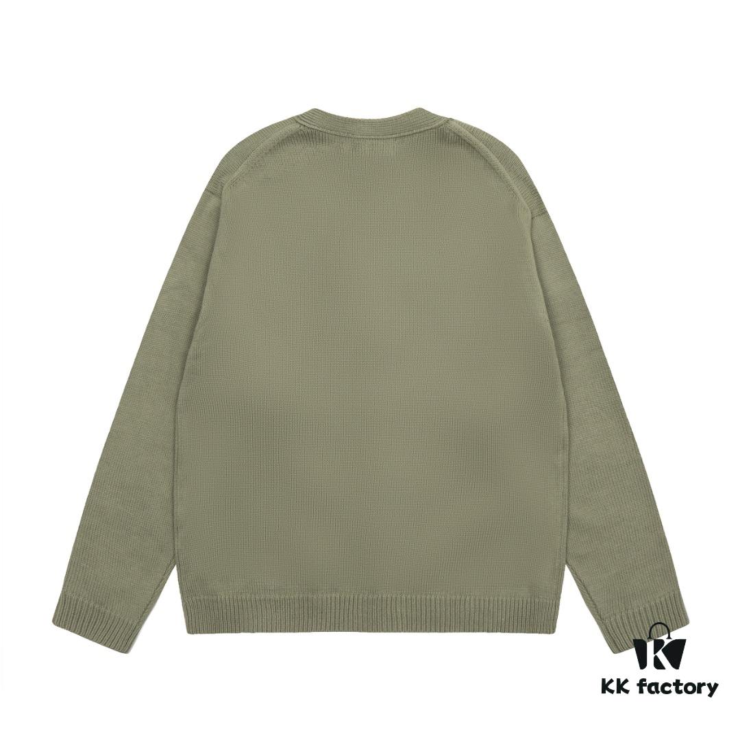 6931a5c5ccd8ab3d7af9a1b3 KENZO Begonia Flower V-Neck Solid Color Embroidered Logo Unisex Knit Cardigan