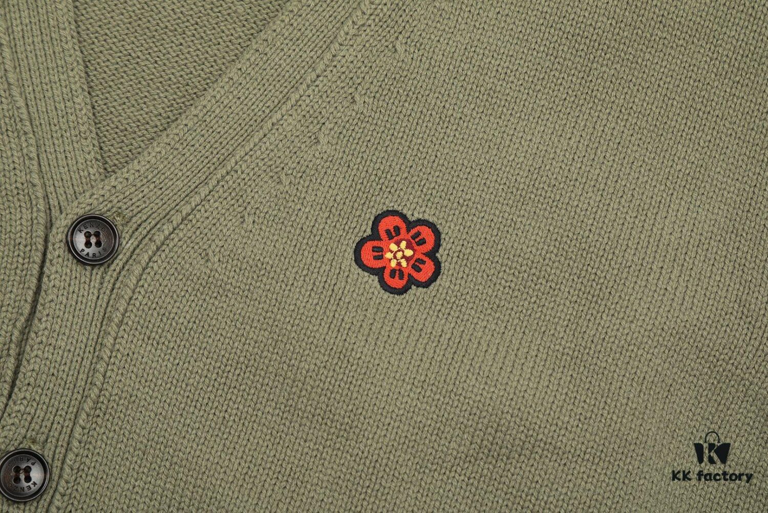 6931a5c5ccd8ab3d7af9a1b5 KENZO Begonia Flower V-Neck Solid Color Embroidered Logo Unisex Knit Cardigan