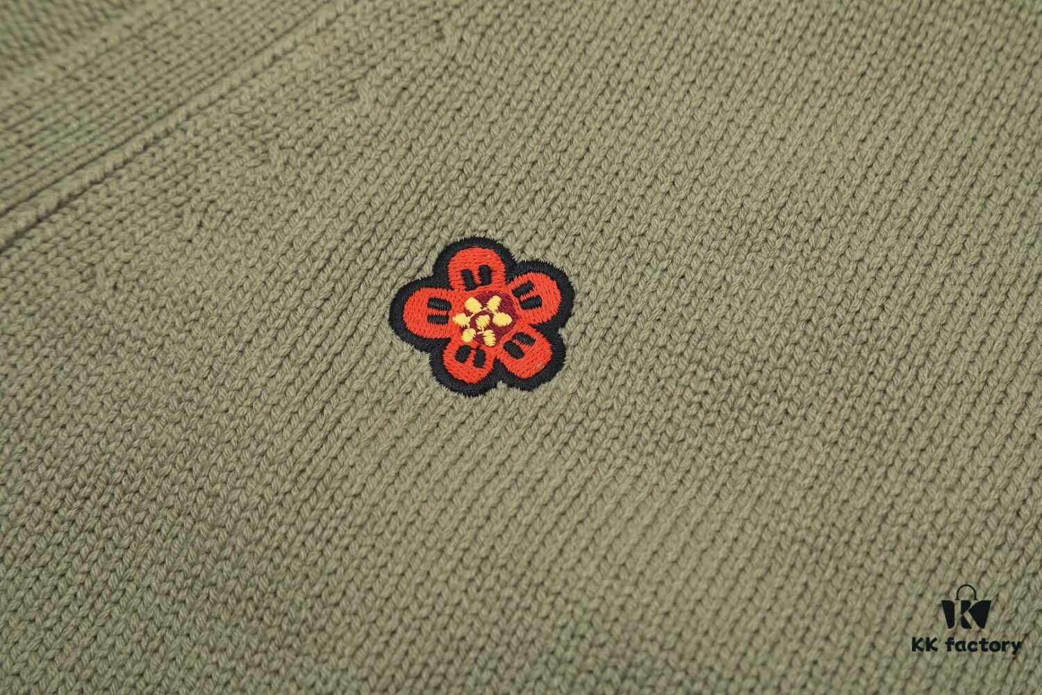 6931a5c5ccd8ab3d7af9a1b6 KENZO Begonia Flower V-Neck Solid Color Embroidered Logo Unisex Knit Cardigan