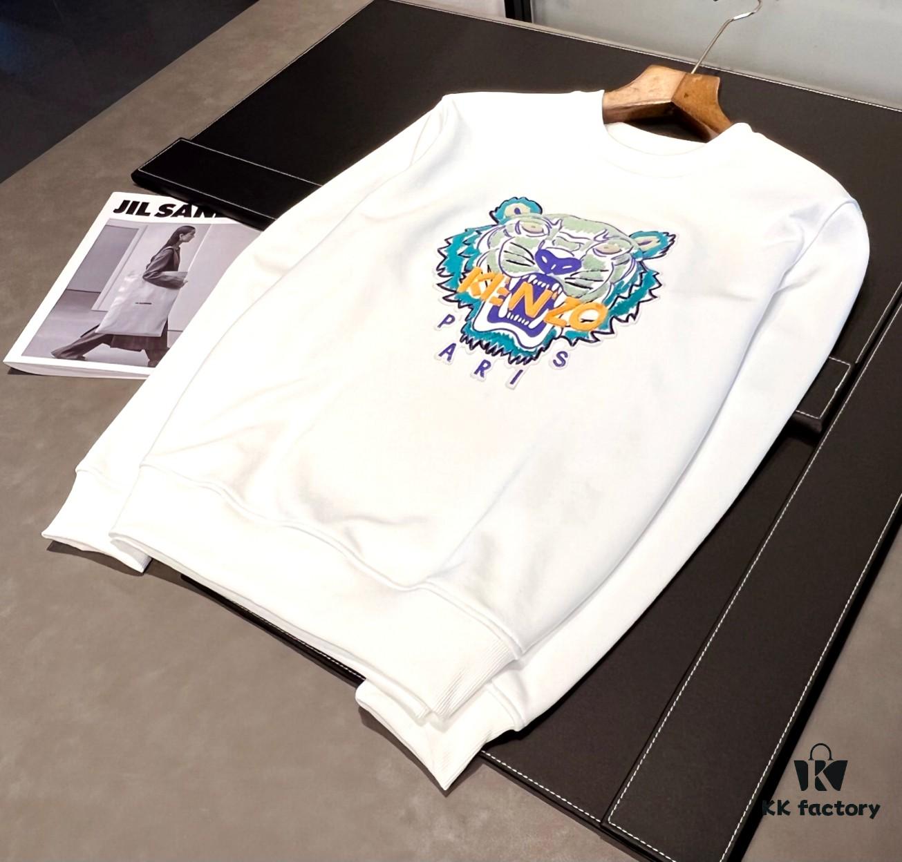 KENEO Classic Tiger Head with Letter Design, Heavy Embroidery Craft, 420g Crew Neck with Excellent 3D Effect, Unbeatable Color Combination