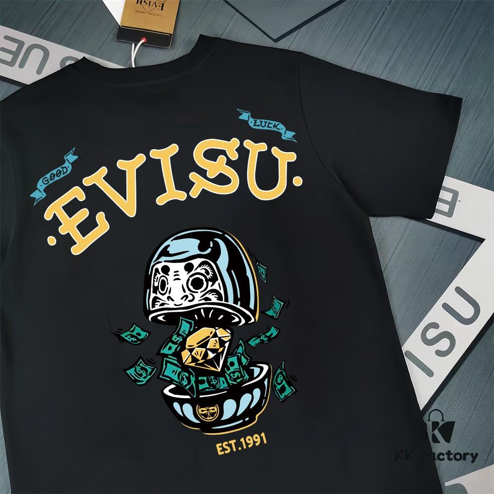 6931a5c9ccd8ab3d7af9a1f4 Evisu 2025 New Year God Printed T-Shirt High-Quality Version Premium 300g Double-Yarn Cotton Unisex Loose Fit