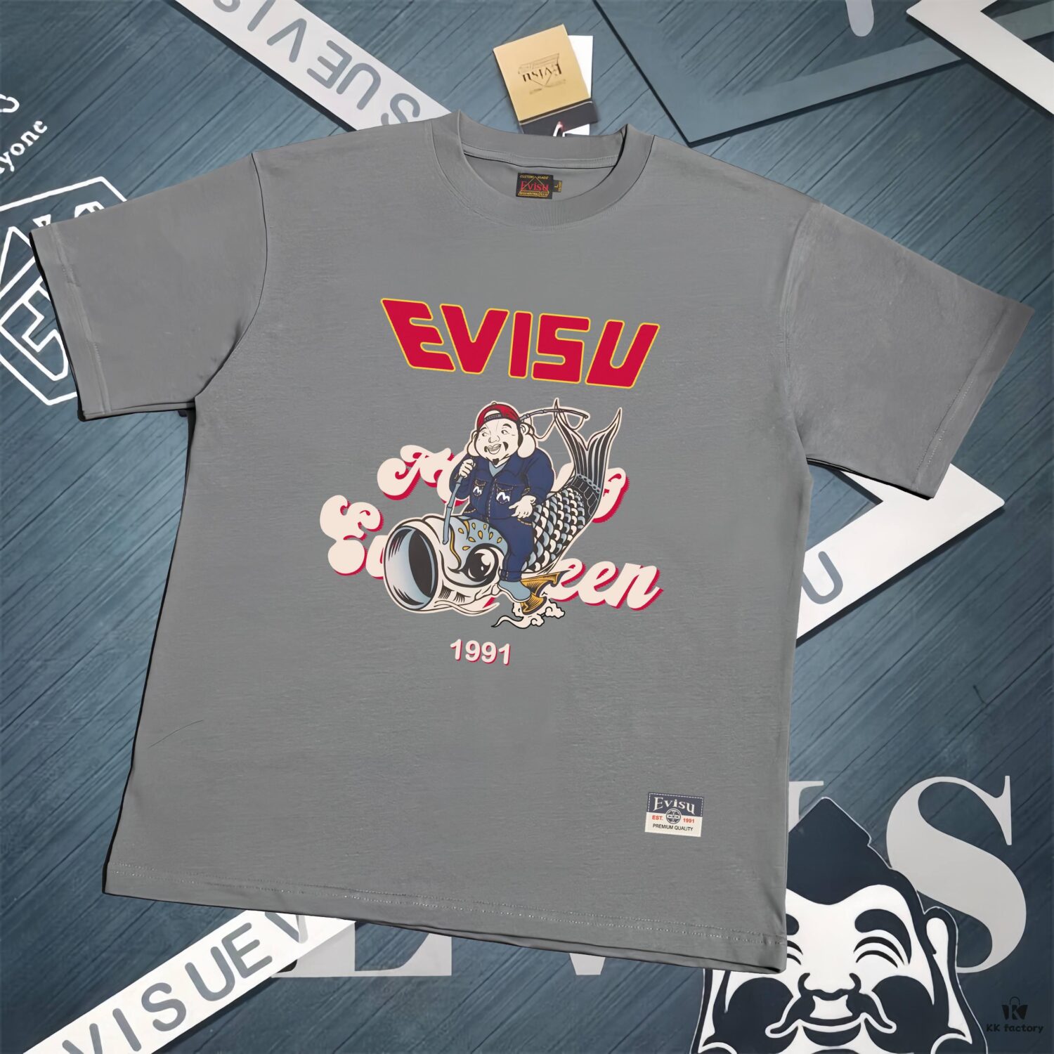 6931a5c9ccd8ab3d7af9a200 Evisu Fortune God 2025 New Print T-Shirt High Version Premium Quality 300g Double-Yarn Pure Cotton Fabric Unisex Loose Fit