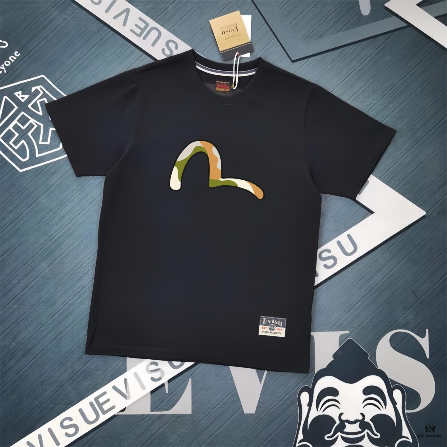 6931a5ccccd8ab3d7af9a228 Evisu 2025 New Year God Printed T-Shirt High Version Premium Quality 300g Double-Yarn Pure Cotton Fabric Unisex Loose Fit
