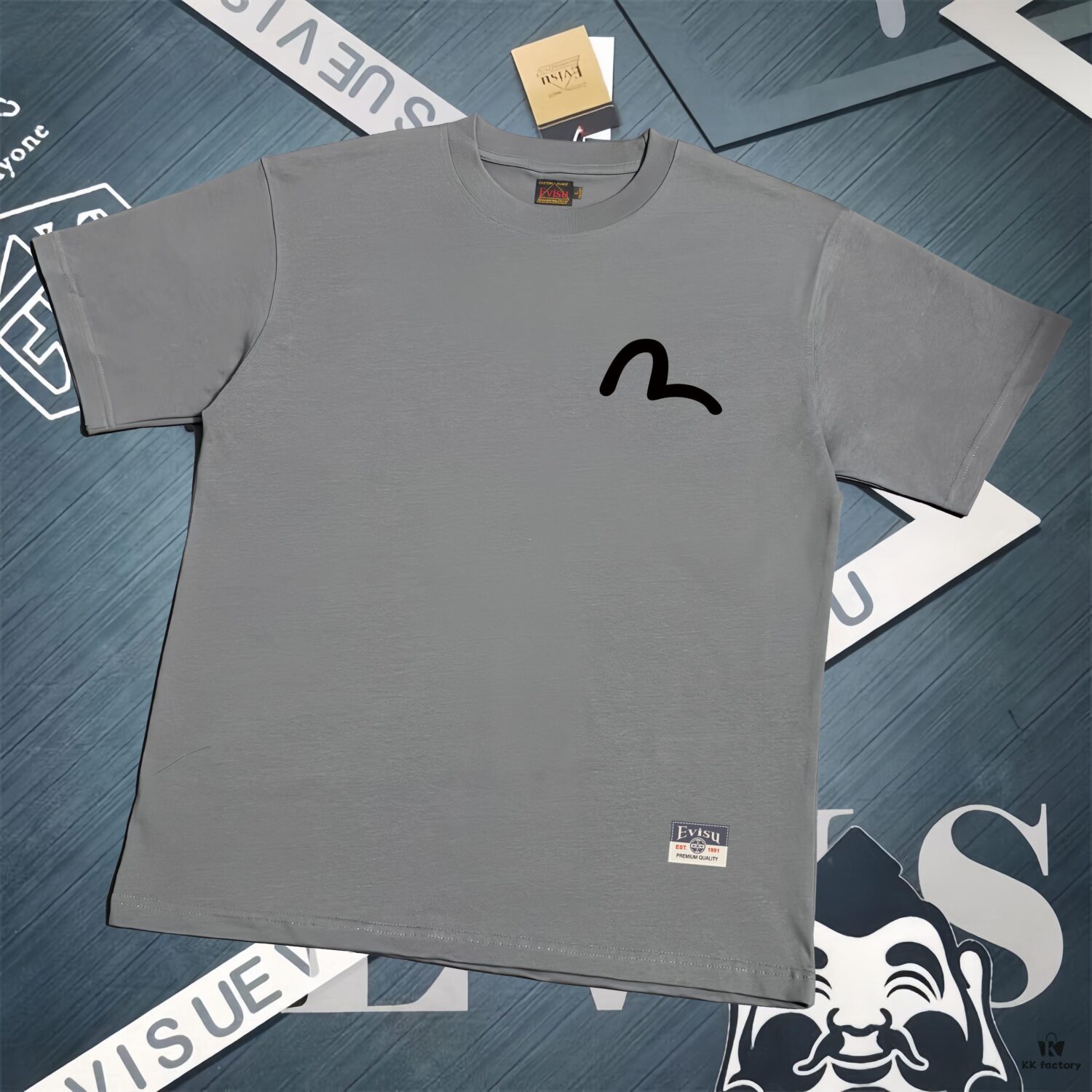 6931a5d0ccd8ab3d7af9a278 Evisu 2025 New Year God Printed T-Shirt High Version Premium Quality 300g Double-Yarn Pure Cotton Fabric Unisex Loose Fit