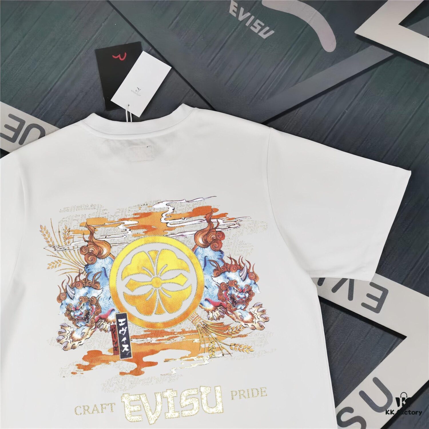 6931a5d2ccd8ab3d7af9a29e Evisu 2025 New Year God Print T-Shirt High Version Premium Quality 300g Double-Yarn Pure Cotton Fabric Unisex Loose Fit