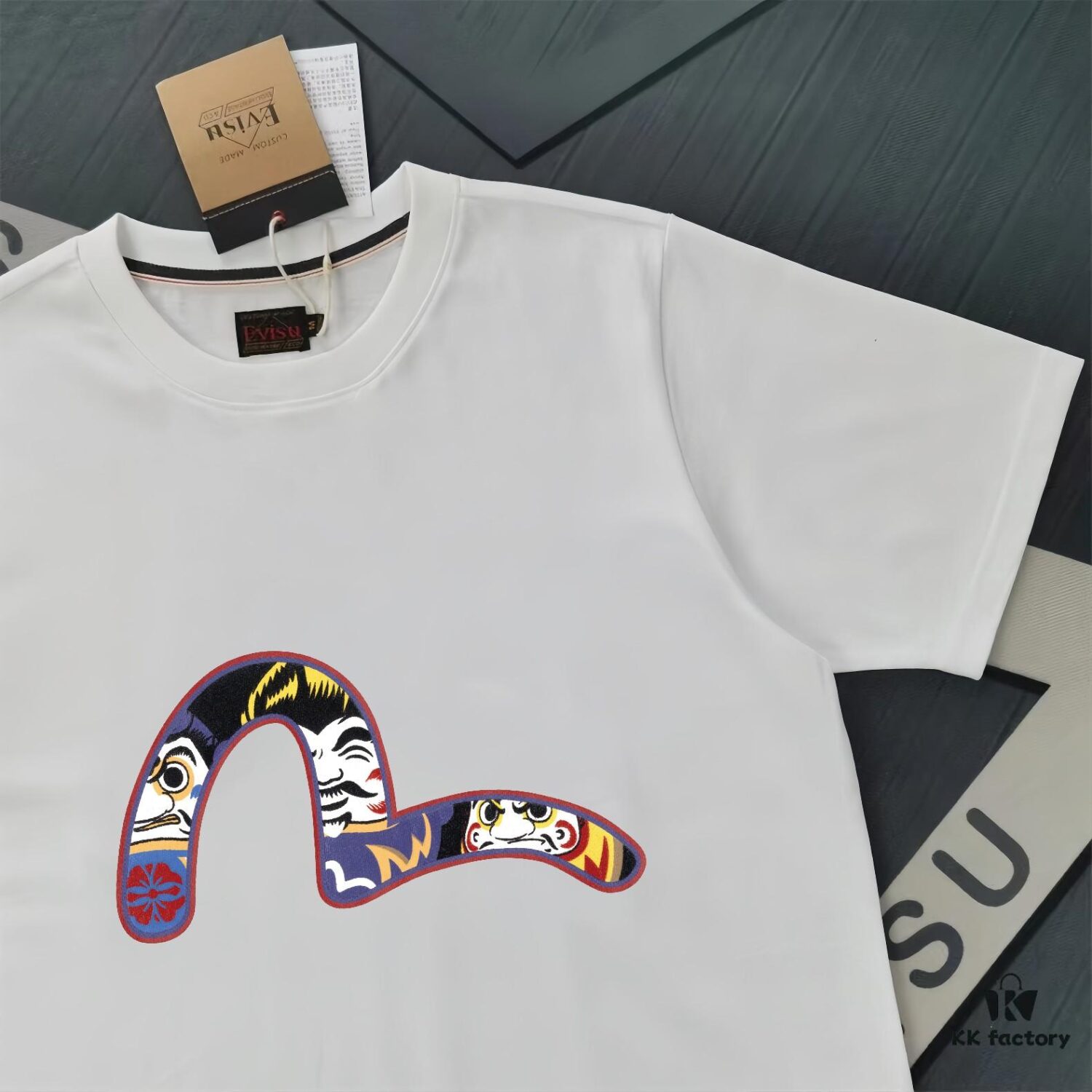6931a5daccd8ab3d7af9a31f Evisu Fortune God 2025 New Print T-Shirt High Version High Quality 300g Double-Yarn Pure Cotton Fabric Unisex Loose Fit
