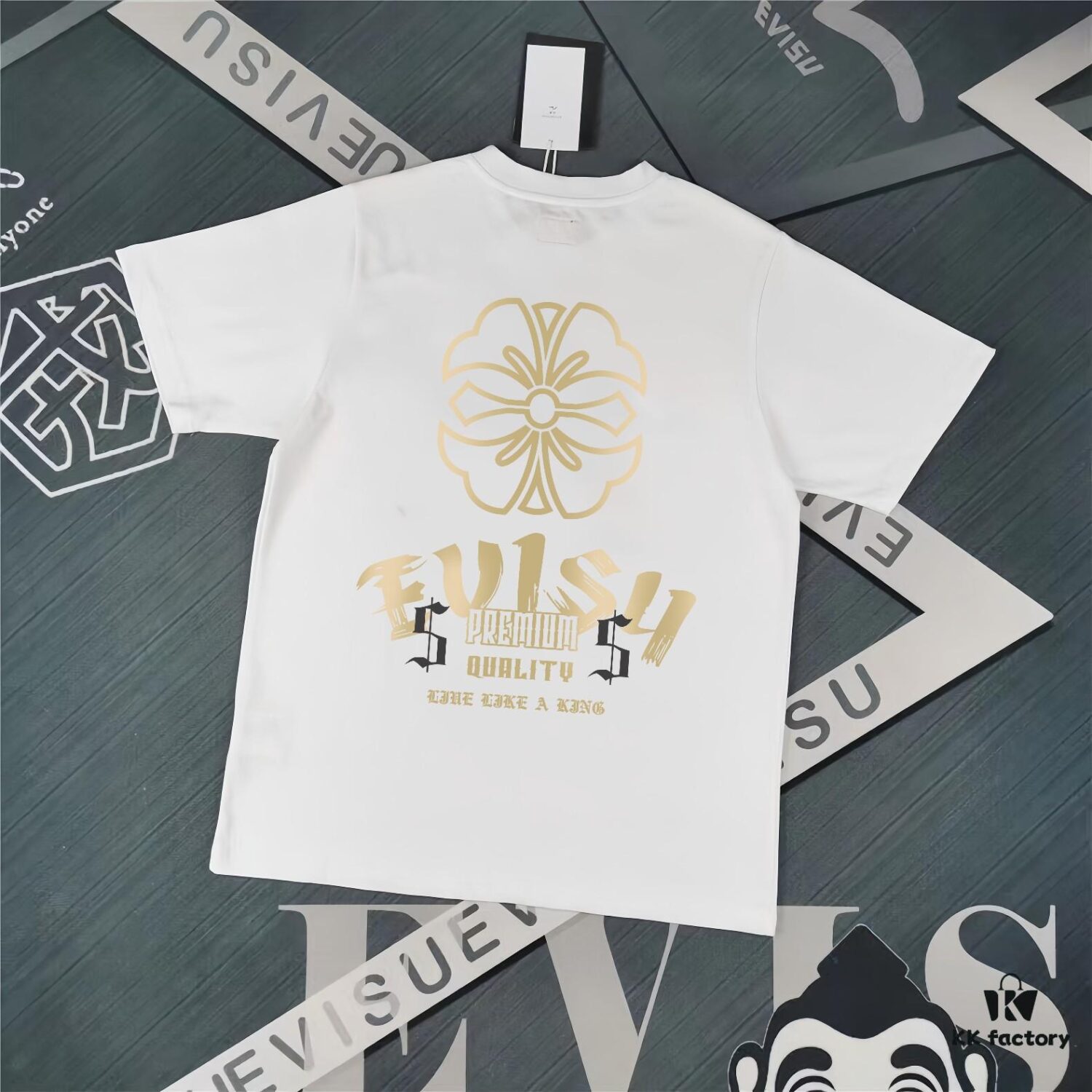 6931a5ddccd8ab3d7af9a351 Evisu 2025 New Year God Printed T-Shirt High Version Premium Quality 300g Double-Yarn Pure Cotton Fabric Unisex Loose Fit
