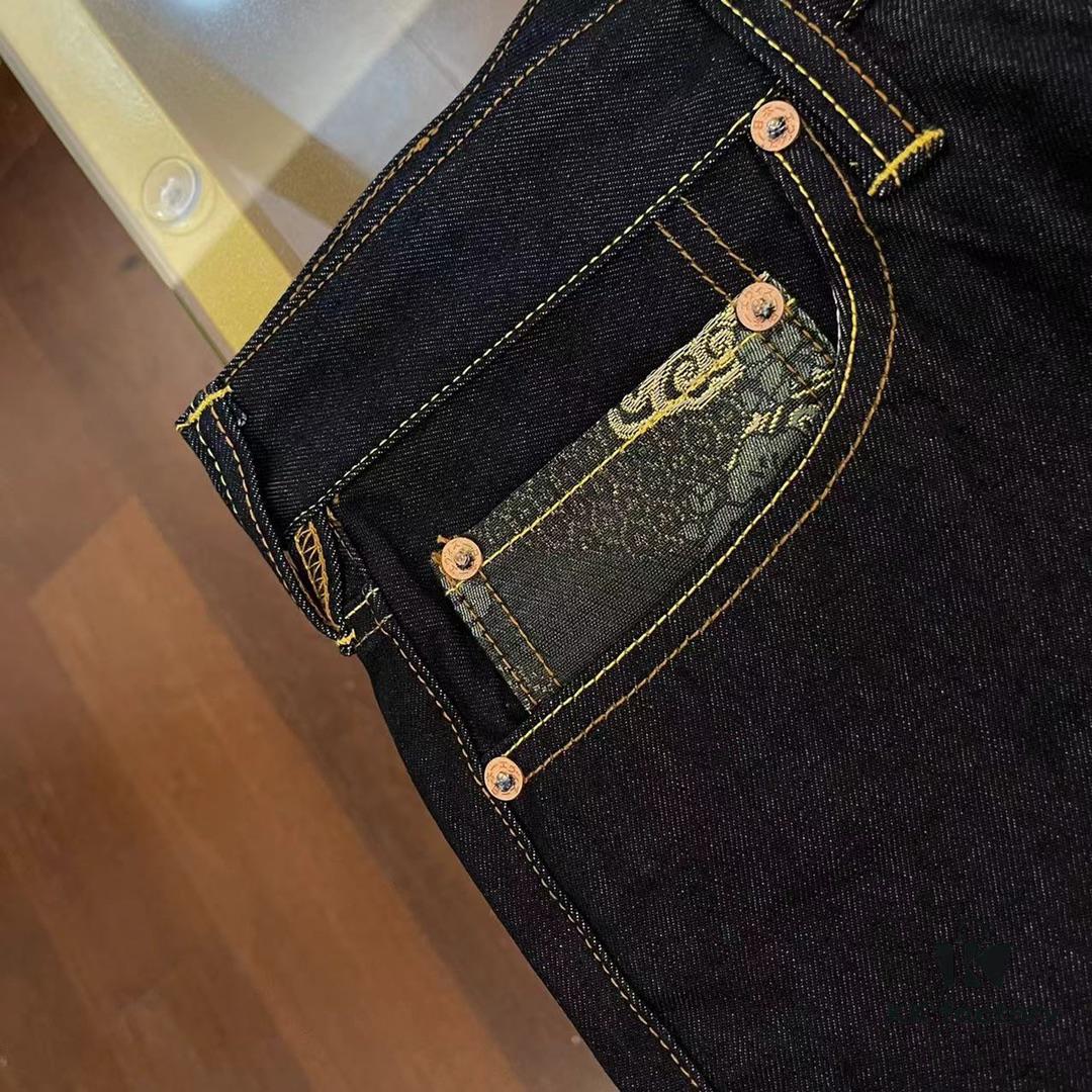 6931a5e2ccd8ab3d7af9a3ad EVISU 2024 Spring/Summer New Men's Straight Narrow Jeans with Embroidered Seagull and Patch Pockets
