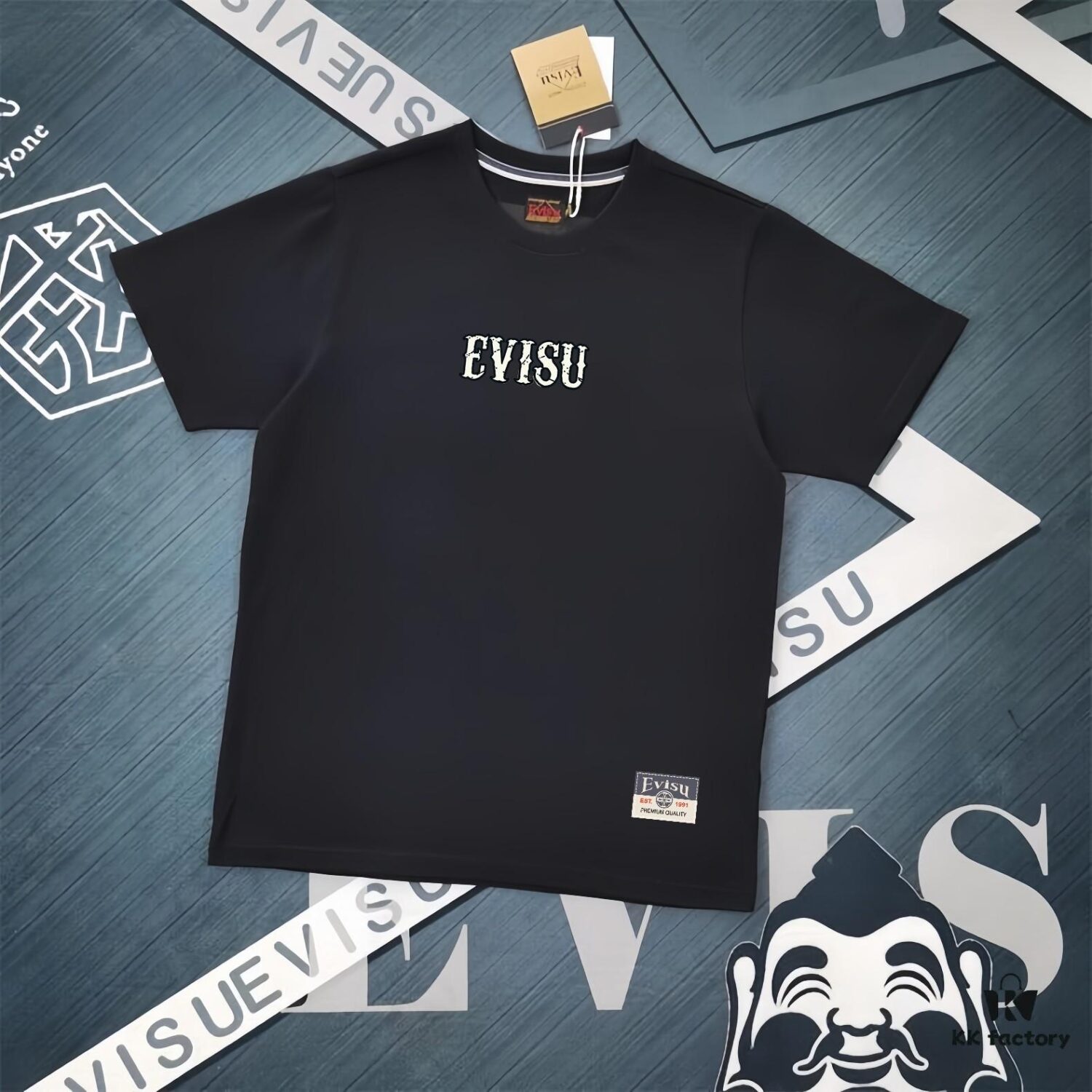 6931a5e3ccd8ab3d7af9a3c4 Evisu 2025 New Year God Print T-Shirt High Version Premium Quality 300g Double-Yarn Pure Cotton Fabric Unisex Loose Fit