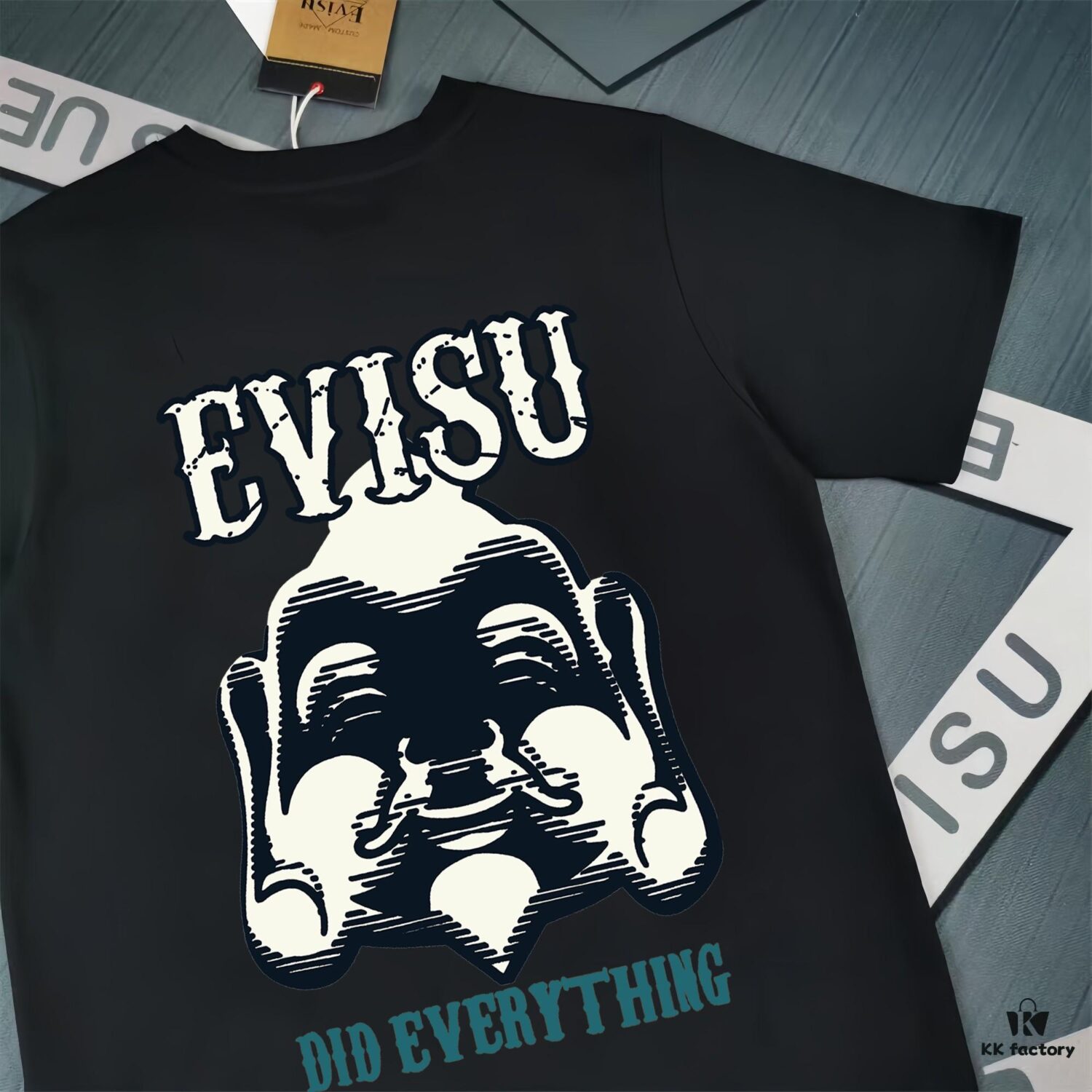 6931a5e3ccd8ab3d7af9a3c8 Evisu 2025 New Year God Print T-Shirt High Version Premium Quality 300g Double-Yarn Pure Cotton Fabric Unisex Loose Fit
