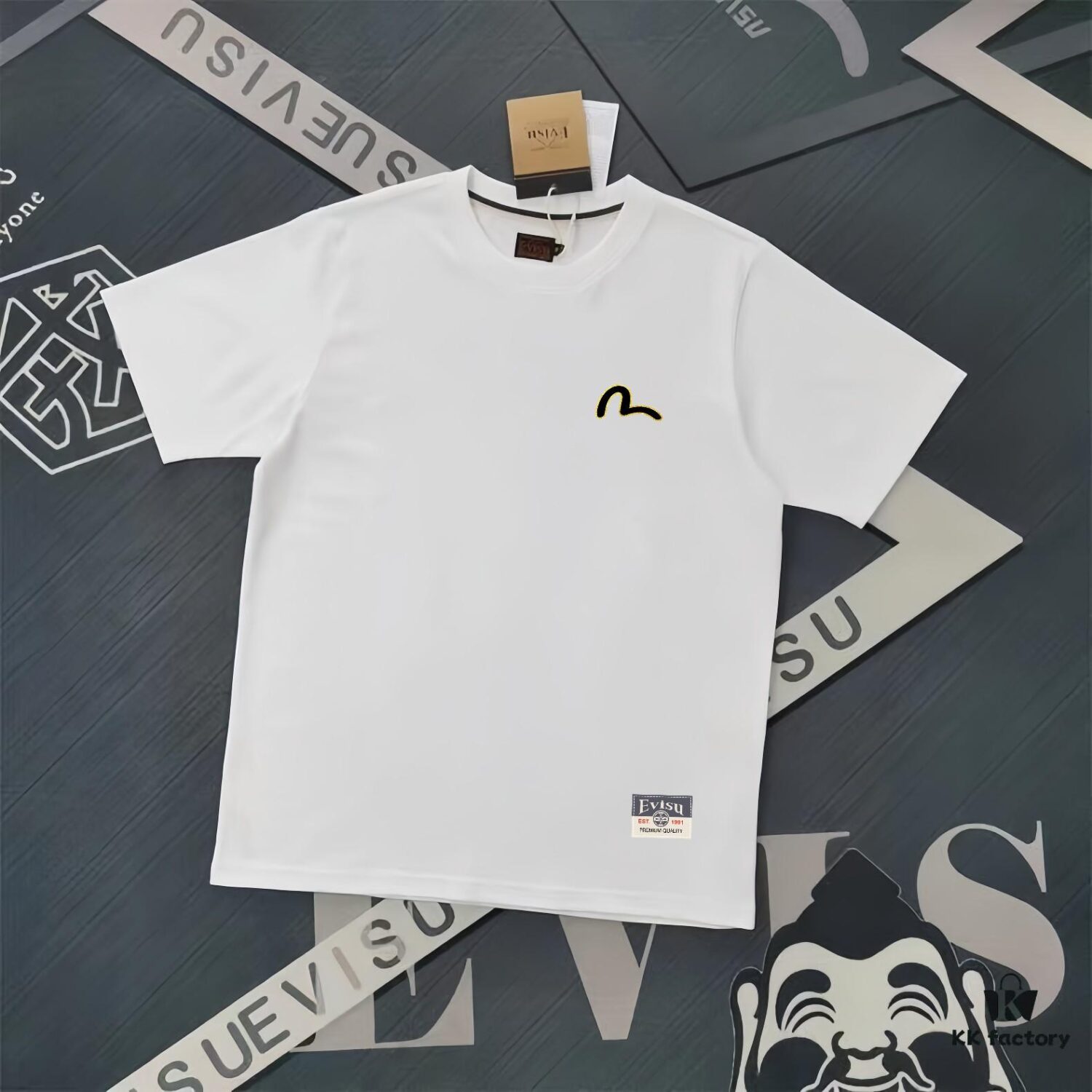 6931a5e4ccd8ab3d7af9a3d5 Evisu 2025 New Year God Printed T-Shirt High Version High Quality Made of 300g Double-Yarn Cotton Fabric Unisex Loose Fit
