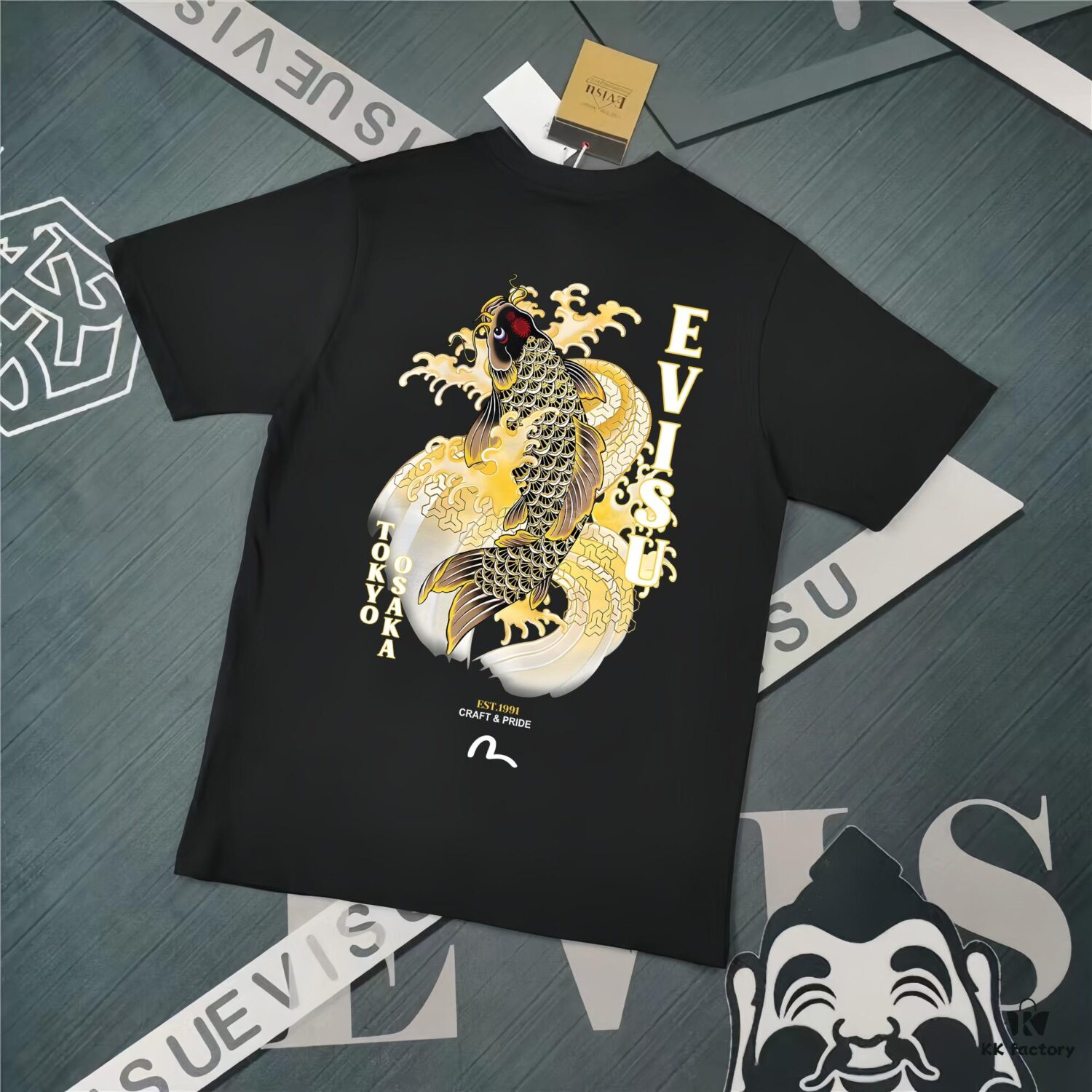 6931a5e5ccd8ab3d7af9a3dc Evisu 2025 New Year God Printed T-Shirt High Version Premium Quality 300g Double-Yarn Pure Cotton Fabric Unisex Loose Fit