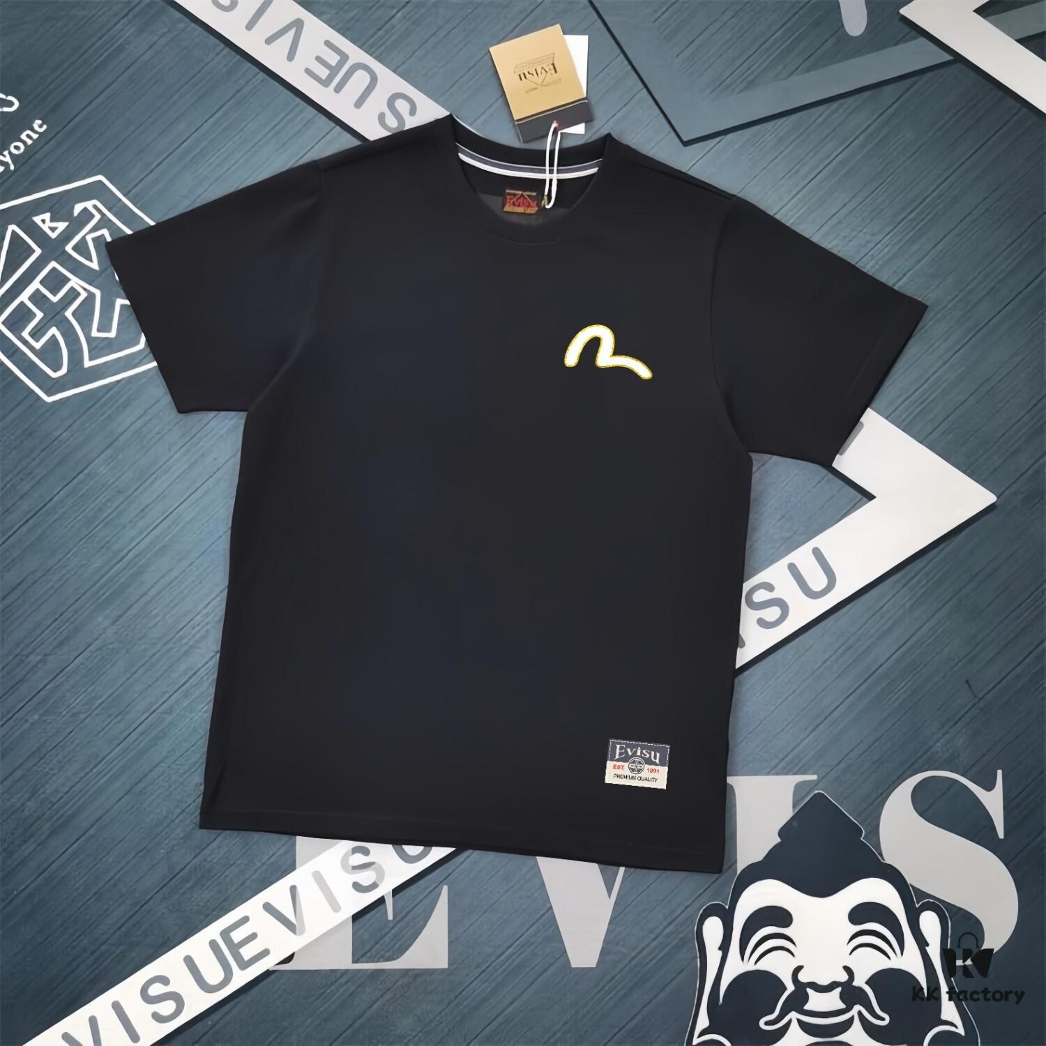 6931a5e5ccd8ab3d7af9a3dd Evisu 2025 New Year God Printed T-Shirt High Version Premium Quality 300g Double-Yarn Pure Cotton Fabric Unisex Loose Fit