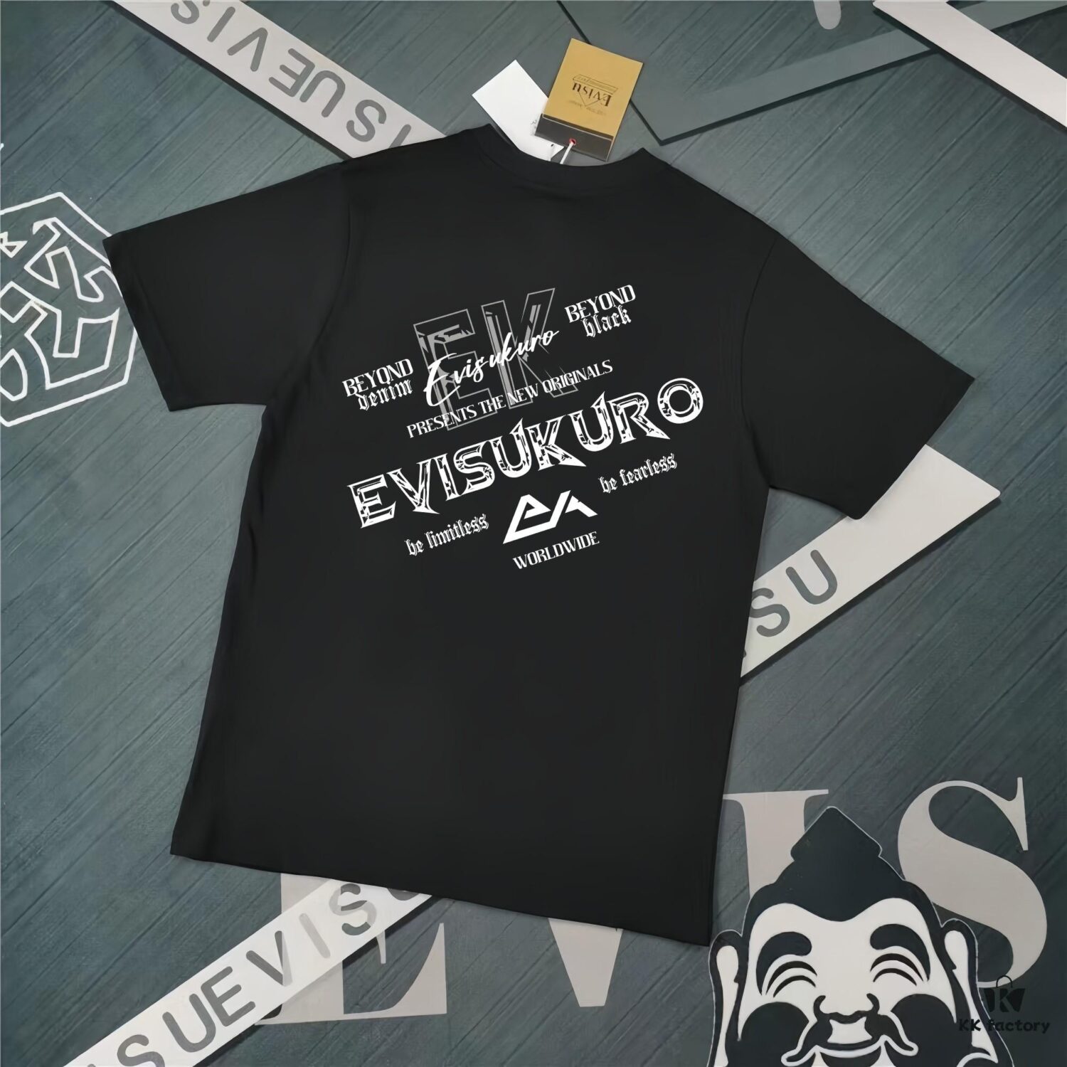 6931a5e6ccd8ab3d7af9a3f4 Evisu 2025 New Year God Print T-Shirt High Version High Quality 300g Double-Yarn Pure Cotton Fabric Unisex Loose Fit