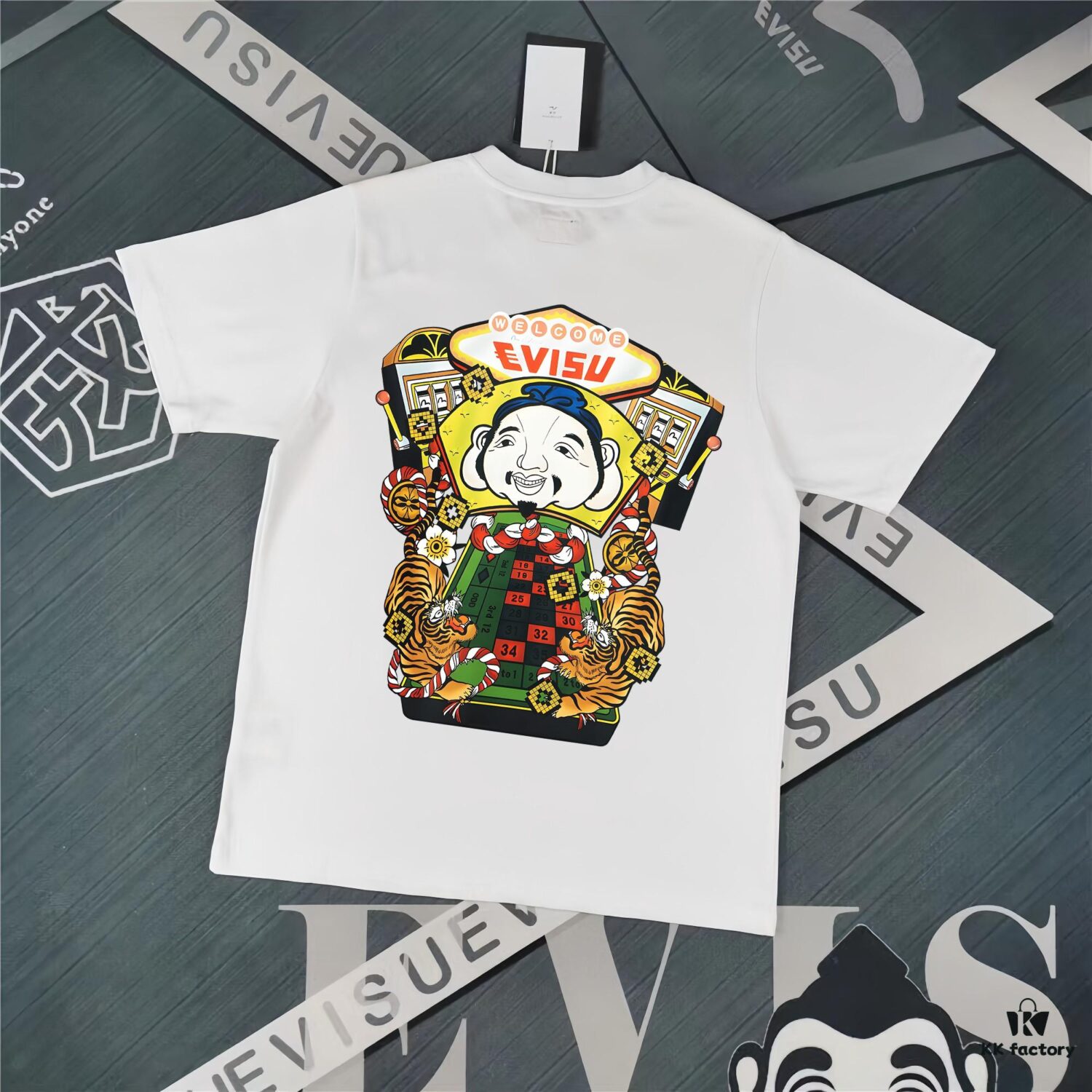 6931a5e7ccd8ab3d7af9a406 Evisu 2025 New Year God Printed T-Shirt High-Quality Version Premium 300g Double-Yarn Cotton Unisex Loose Fit