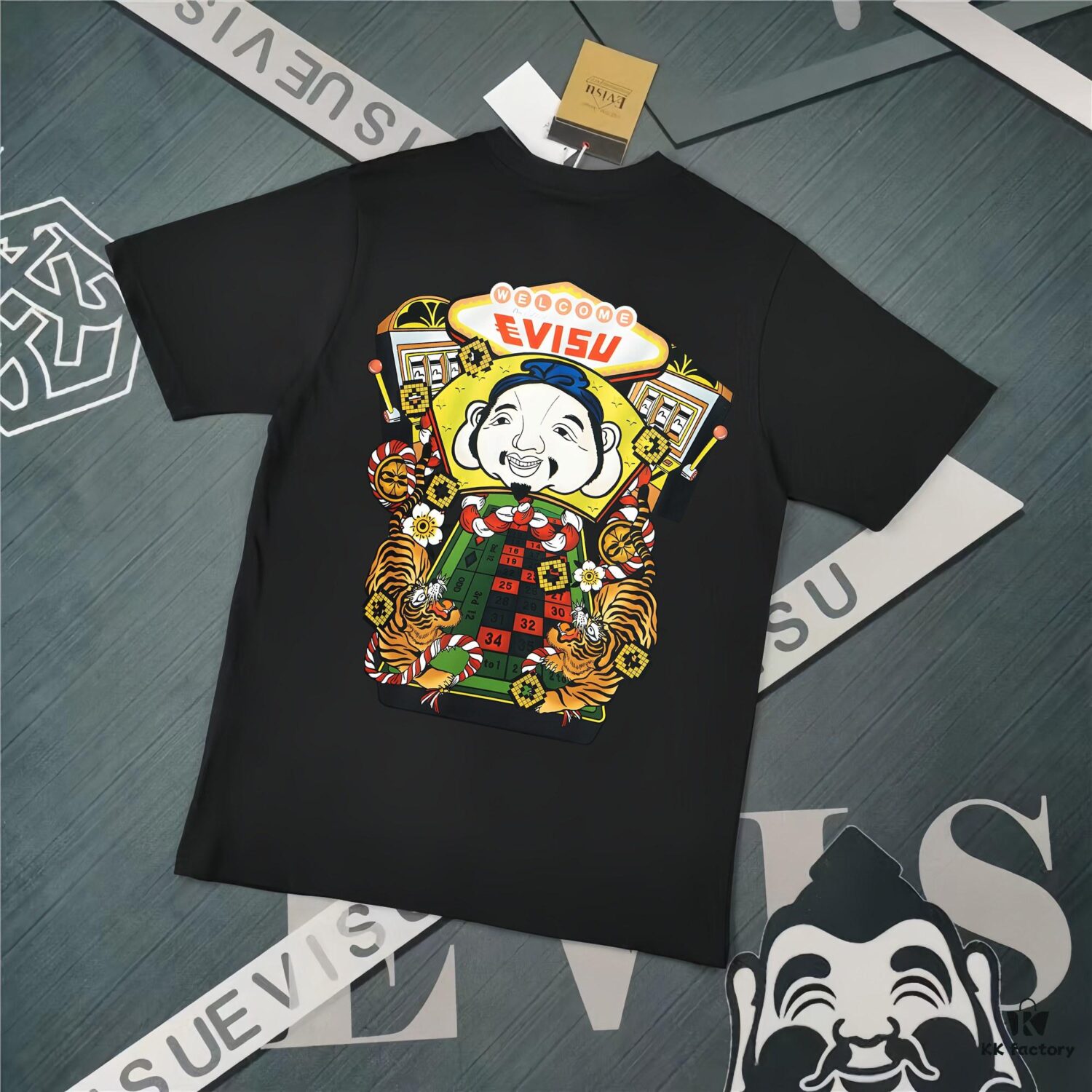 6931a5e7ccd8ab3d7af9a40c Evisu 2025 New Year God Printed T-Shirt High-Quality Version Premium Quality Made from 300g Double-Yarn Cotton Fabric Unisex
