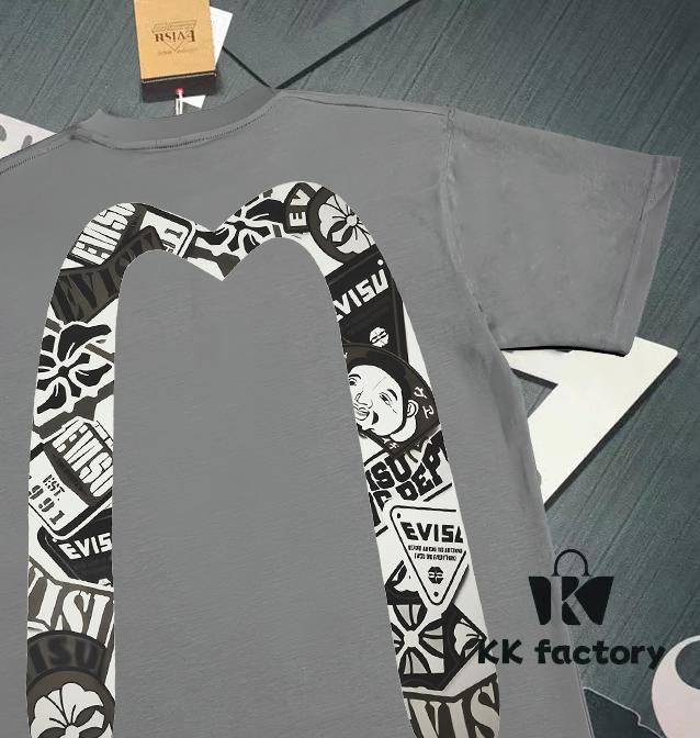6931a5e9ccd8ab3d7af9a42b Evisu 2025 New Year God Printed T-Shirt High Version Premium Quality 300g Double-Yarn Pure Cotton Fabric Unisex Loose Fit