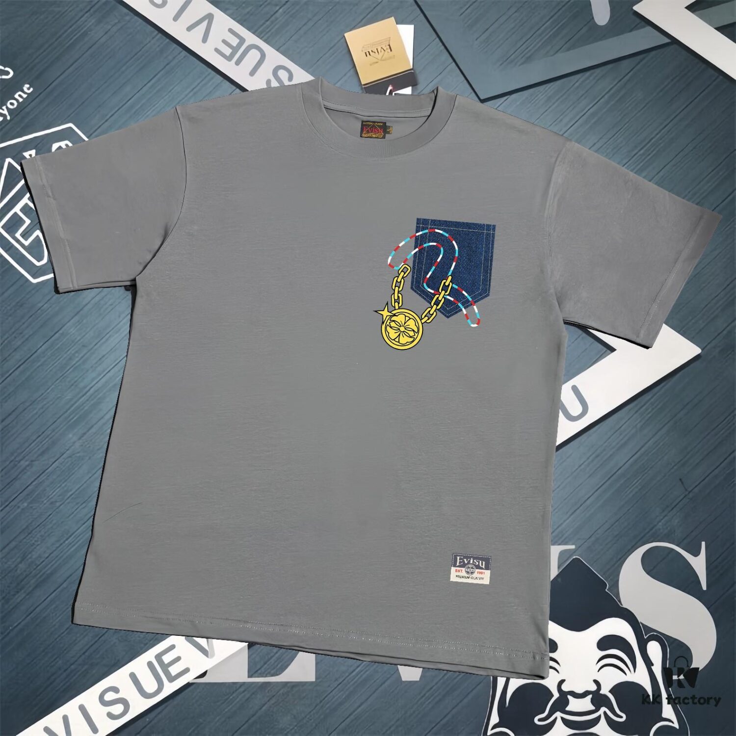 6931a5eaccd8ab3d7af9a43f Evisu 2025 New Year God Print T-Shirt High Version High Quality Made of 300g Double-Yarn Cotton Fabric Unisex Loose Fit