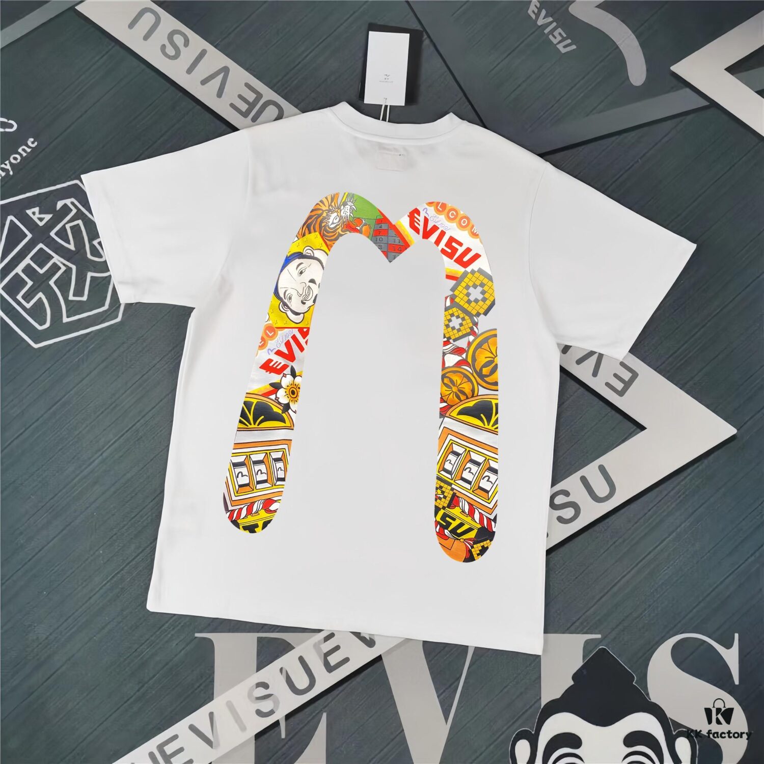 6931a5ebccd8ab3d7af9a449 Evisu 2025 New Year God Printed T-Shirt High Version Premium Quality 300g Double-Yarn Pure Cotton Fabric Unisex Loose Fit