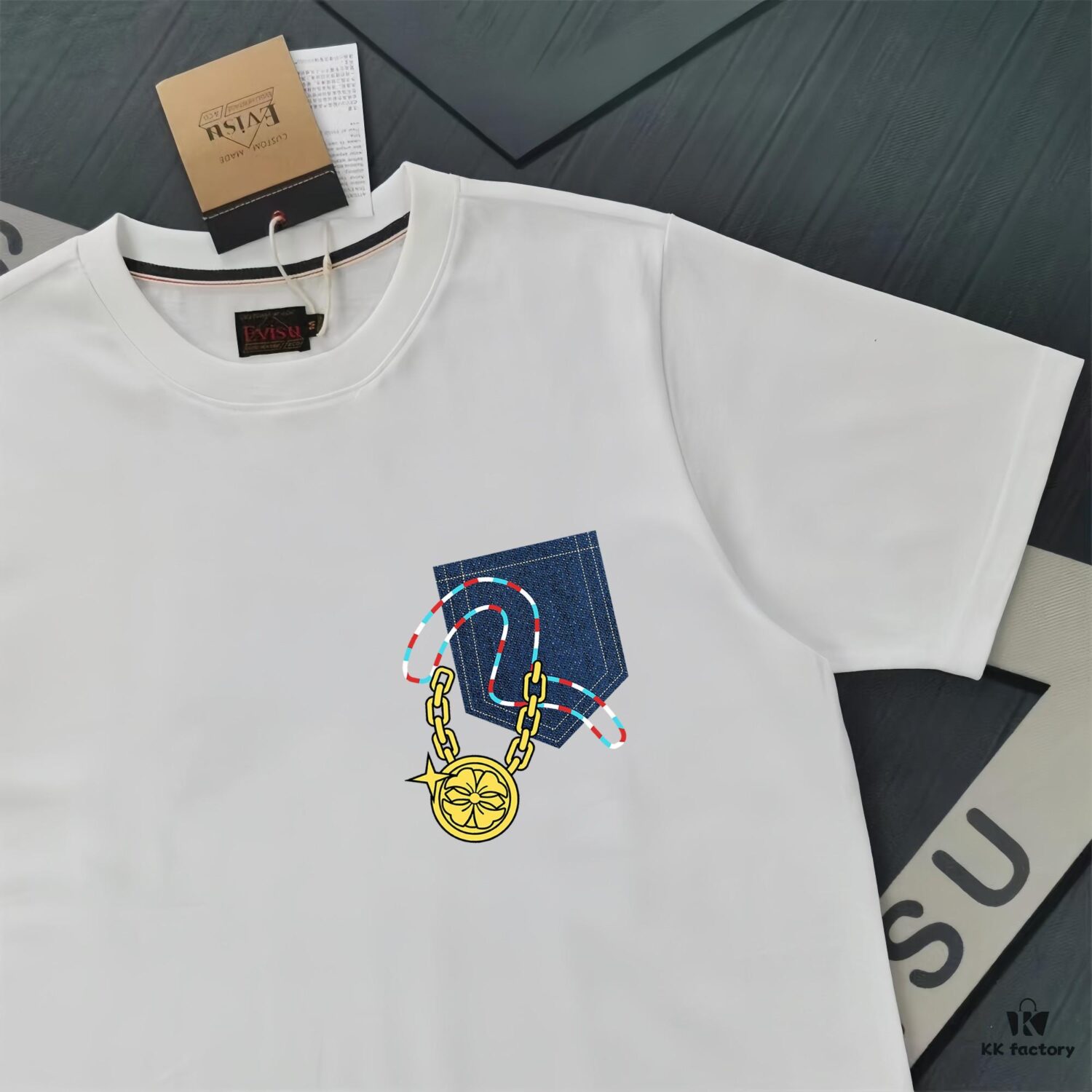 6931a5ebccd8ab3d7af9a44b Evisu 2025 New Year God Printed T-Shirt High Version Premium Quality 300g Double-Yarn Pure Cotton Fabric Unisex Loose Fit