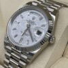 6931a5edccd8ab3d7af9a470 Rolex Datejust Series Model m228239-0055 Automatic Mechanical Watch with Date and Day Display, Platinum Case, Diamond Markers, Meteorite Dial, 41mm