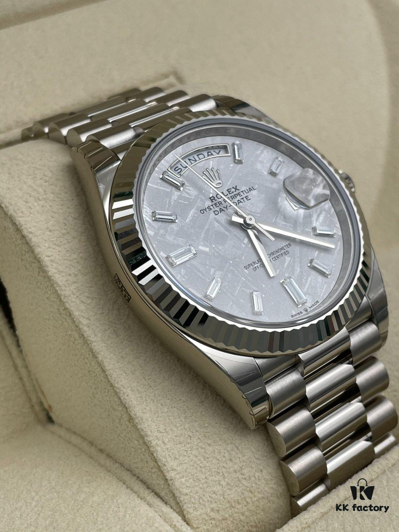 6931a5edccd8ab3d7af9a471 Rolex Datejust Series Model m228239-0055 Automatic Mechanical Watch with Date and Day Display, Platinum Case, Diamond Markers, Meteorite Dial, 41mm