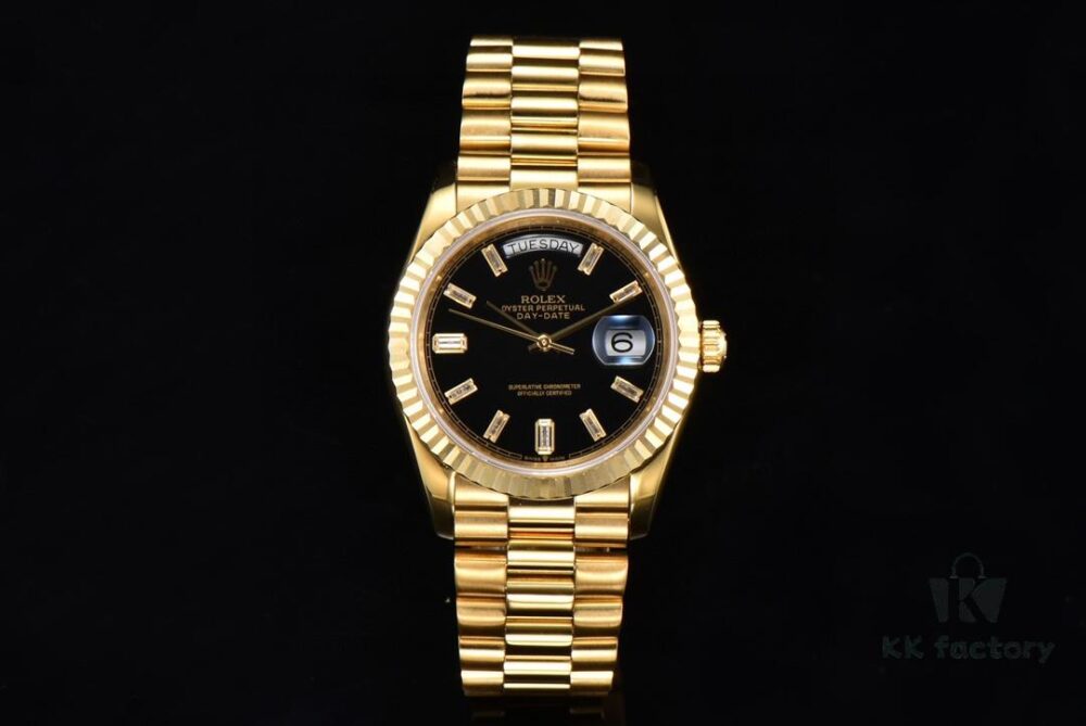 6931a5f3ccd8ab3d7af9a4d9 ROLEX Day-Date (118238) Series, 36mm Case, Tanga Black Rock Crystal Dial, Ice Diamond Hour Markers, Super 904 Steel, Sapphire Crystal, Caliber 3255 Movement