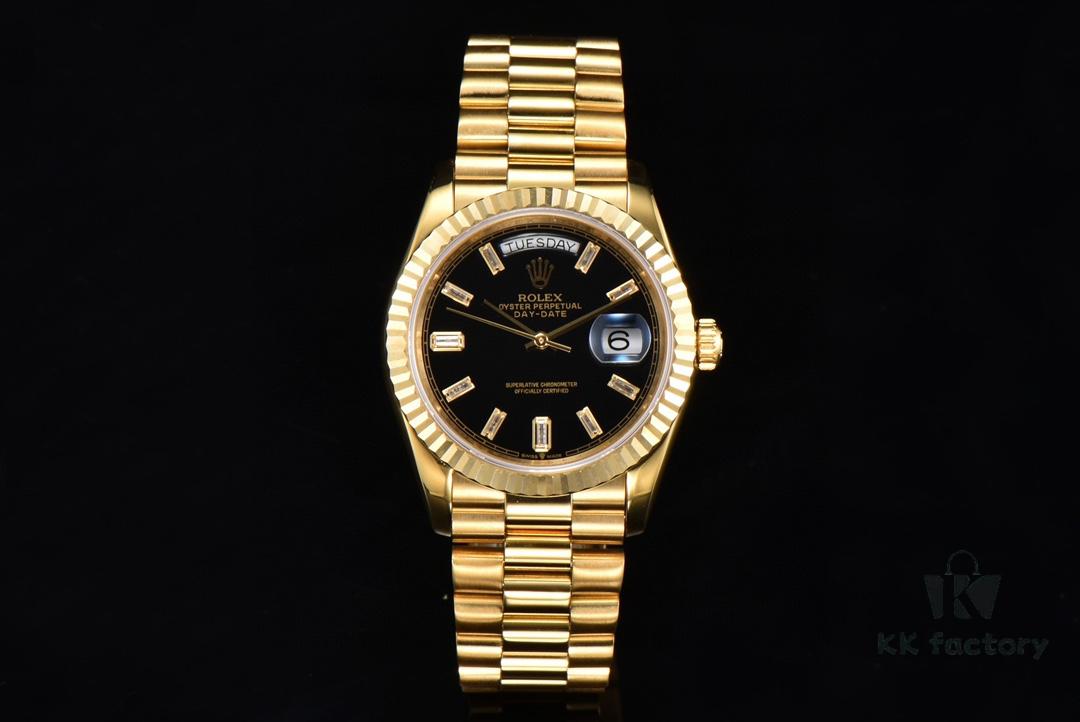 6931a5f3ccd8ab3d7af9a4d9 ROLEX Day-Date (118238) Series, 36mm Case, Tanga Black Rock Crystal Dial, Ice Diamond Hour Markers, Super 904 Steel, Sapphire Crystal, Caliber 3255 Movement