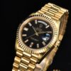 6931a5f3ccd8ab3d7af9a4da ROLEX Day-Date (118238) Series, 36mm Case, Tanga Black Rock Crystal Dial, Ice Diamond Hour Markers, Super 904 Steel, Sapphire Crystal, Caliber 3255 Movement